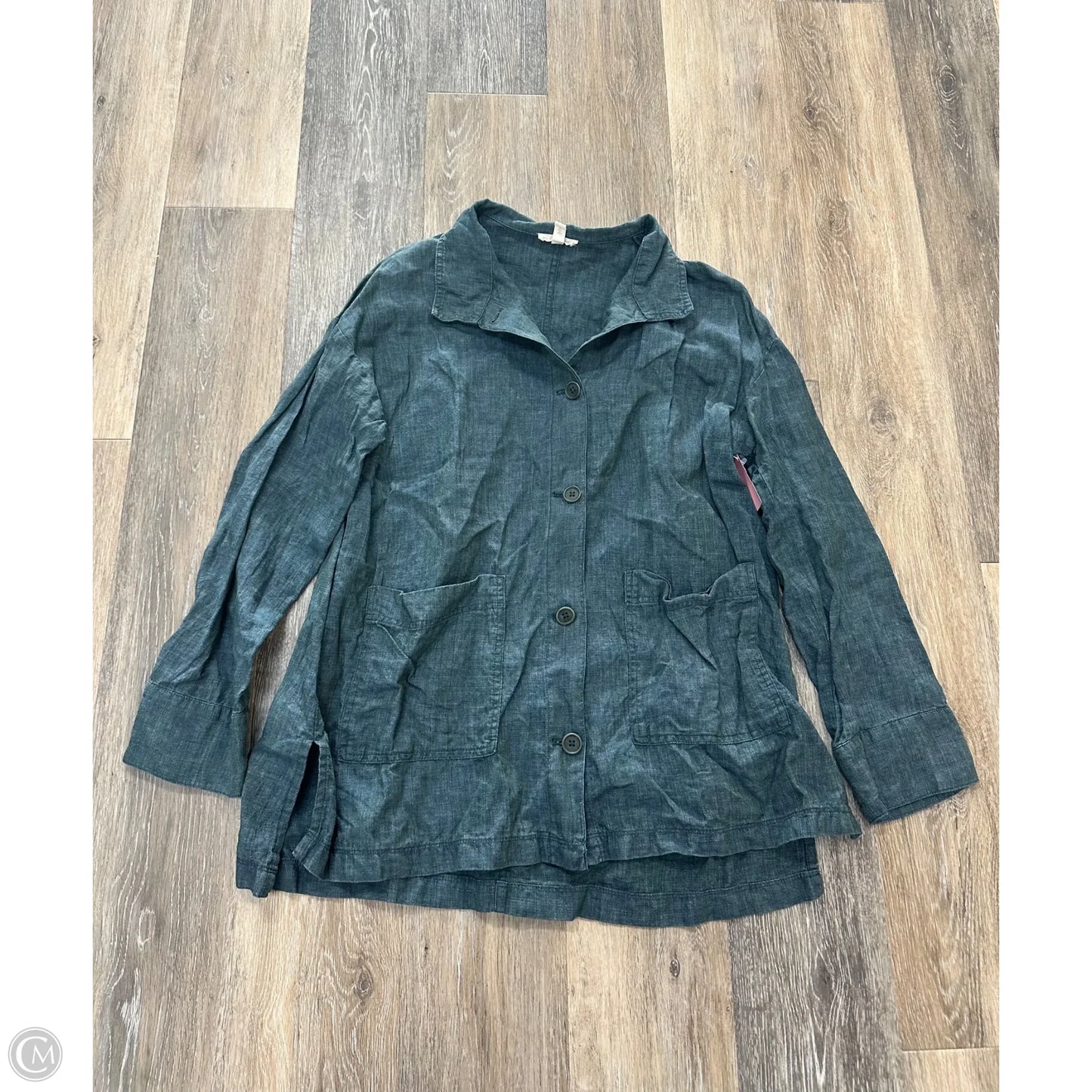 Jacket Shirt By Eileen Fisher In Green, Size: S