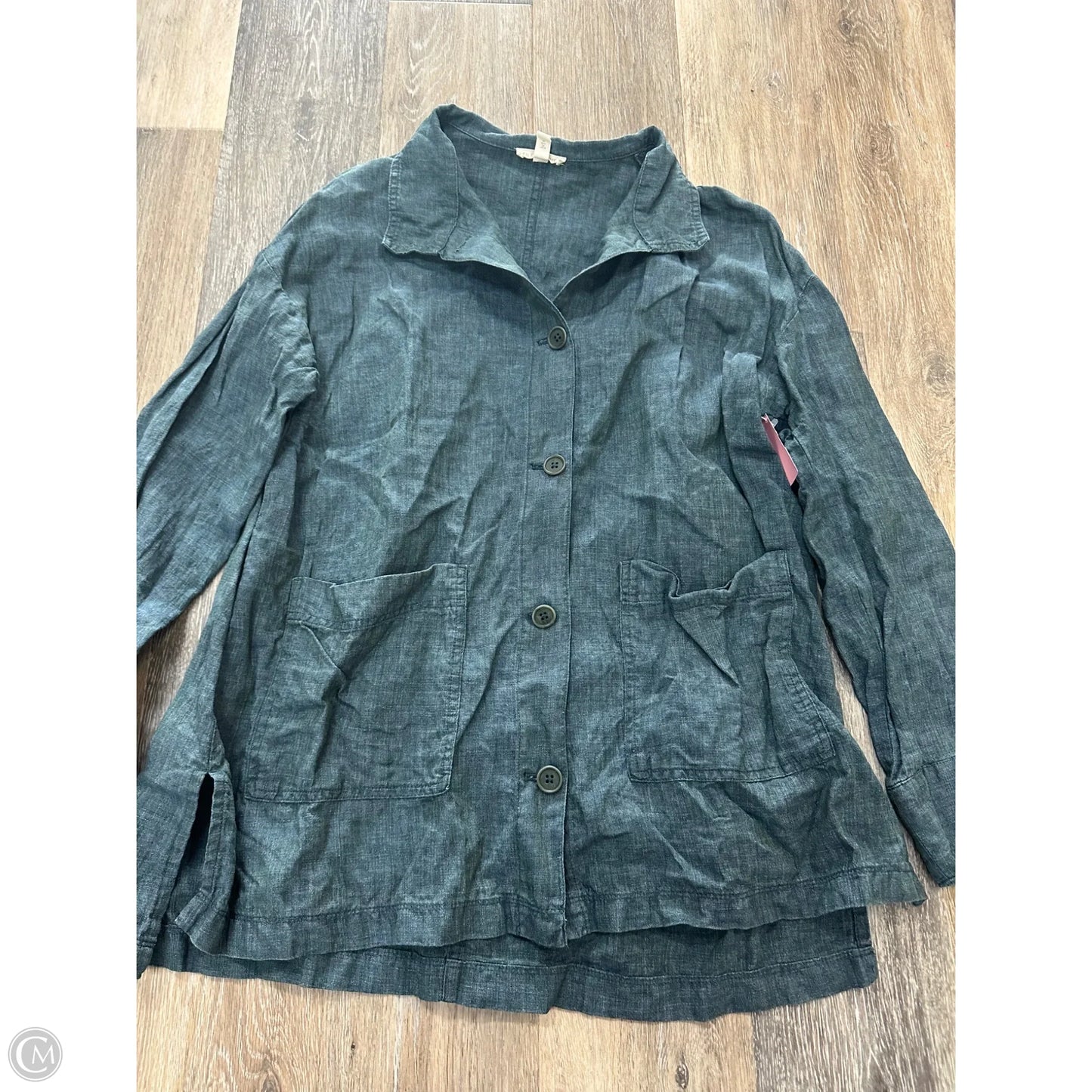 Jacket Shirt By Eileen Fisher In Green, Size: S
