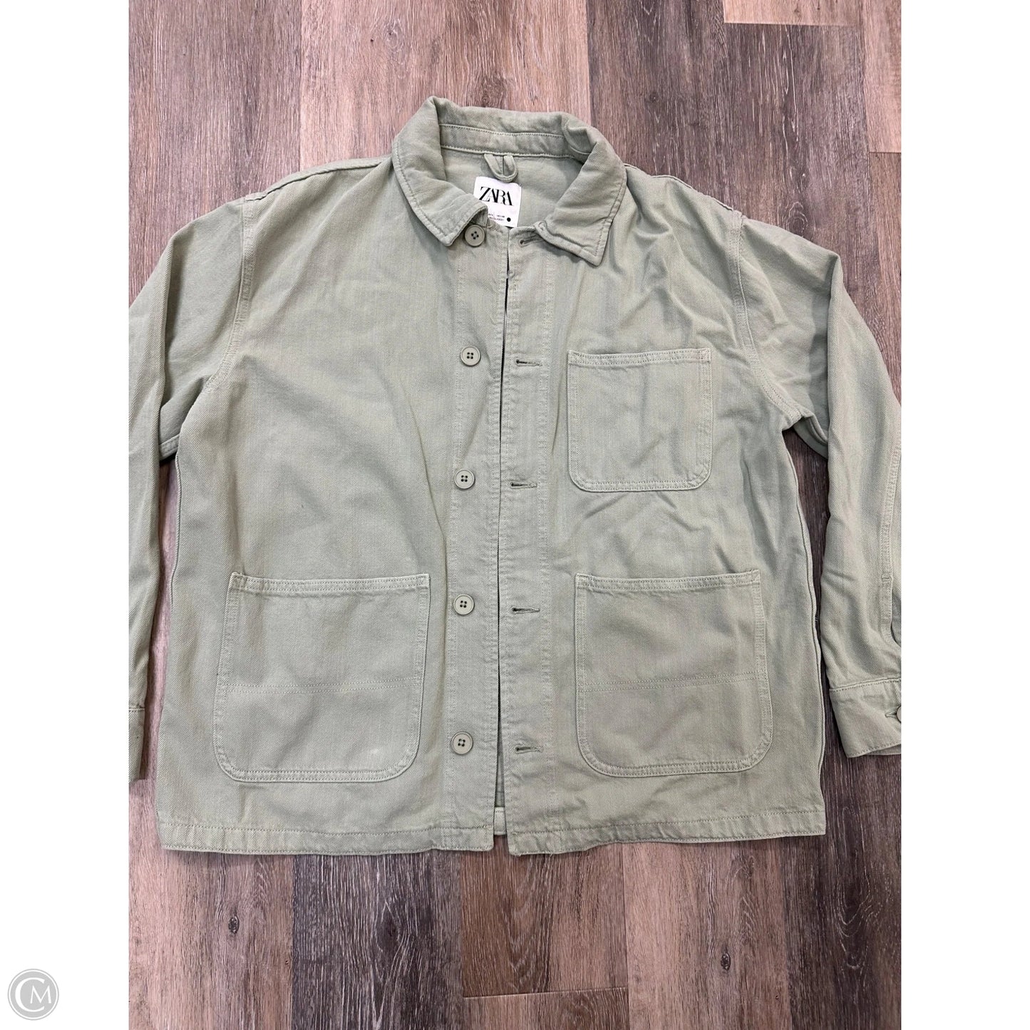 Jacket Shirt By Zara In Green, Size: L