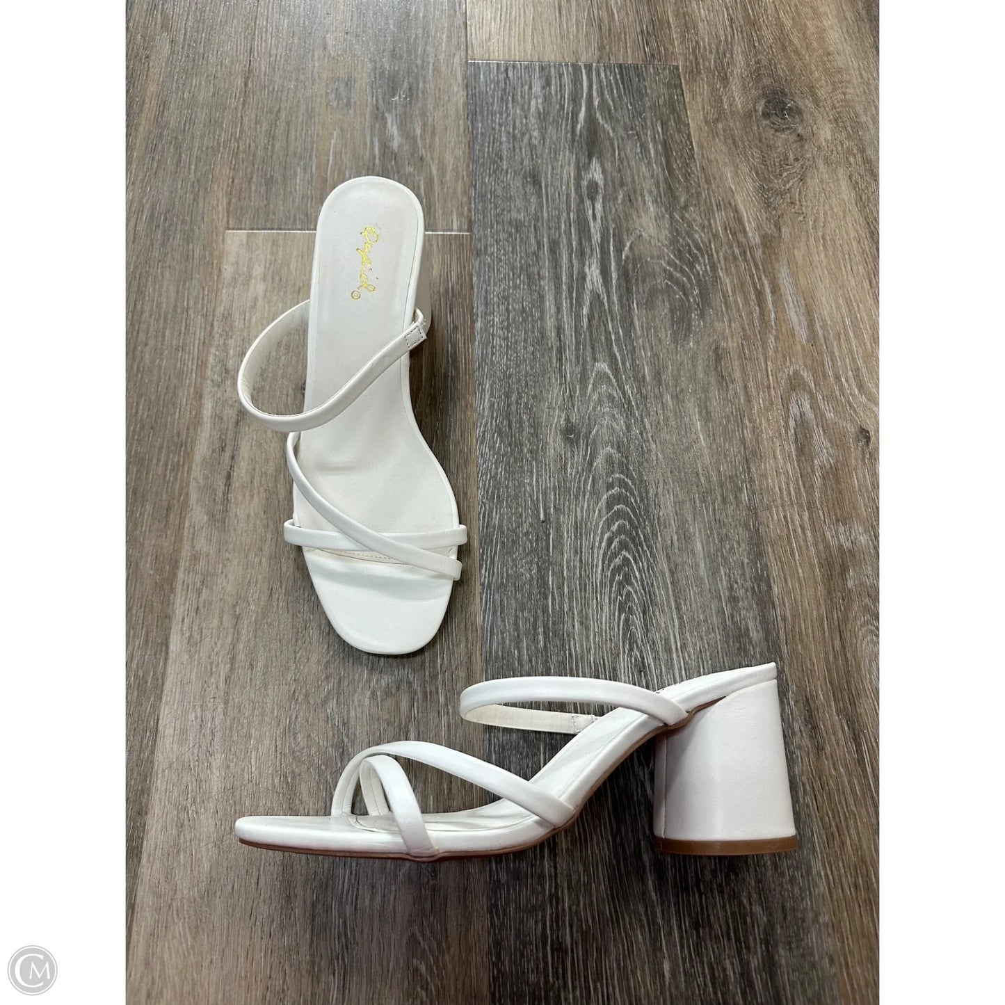 Sandals Heels Block By Qupid In White, Size: 7