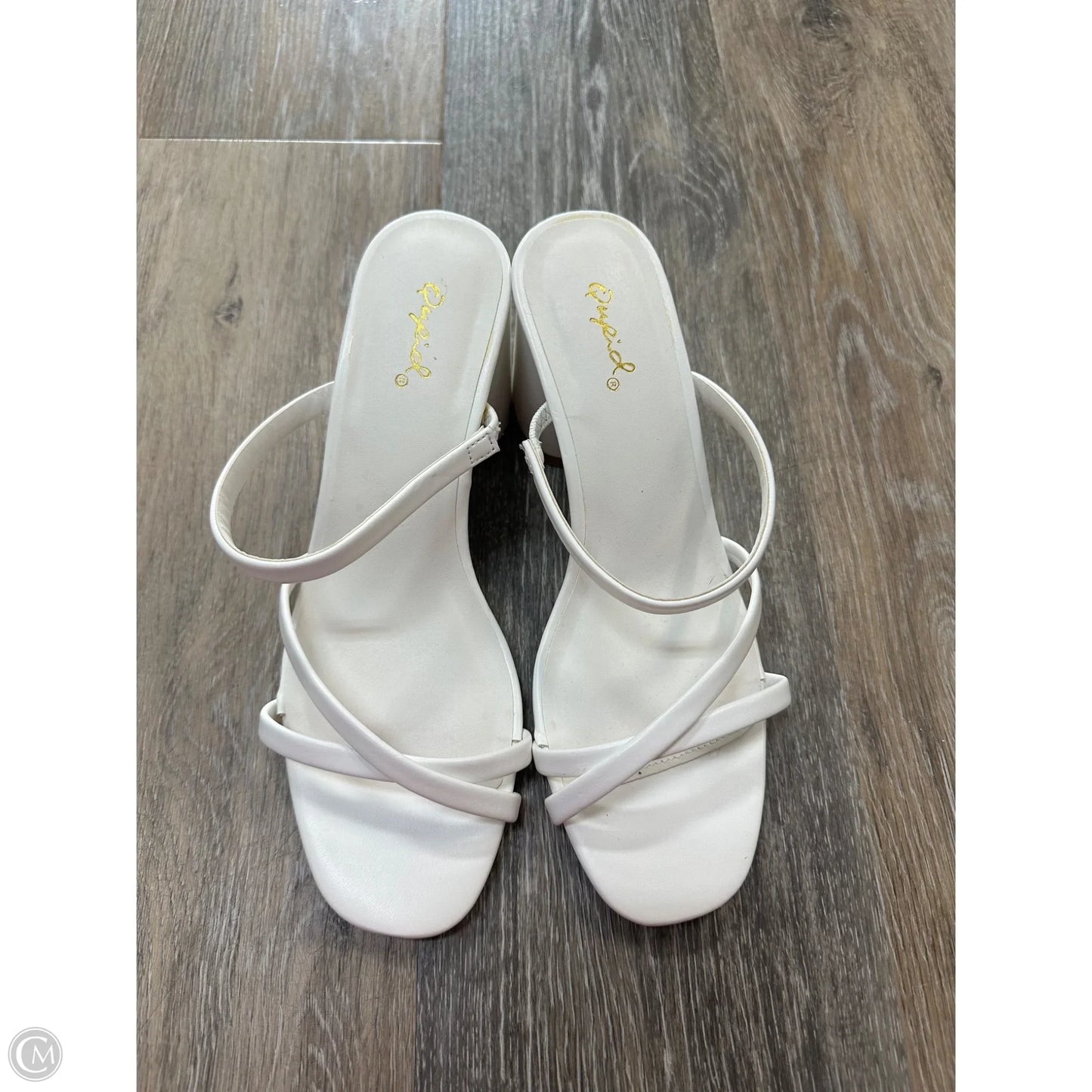 Sandals Heels Block By Qupid In White, Size: 7