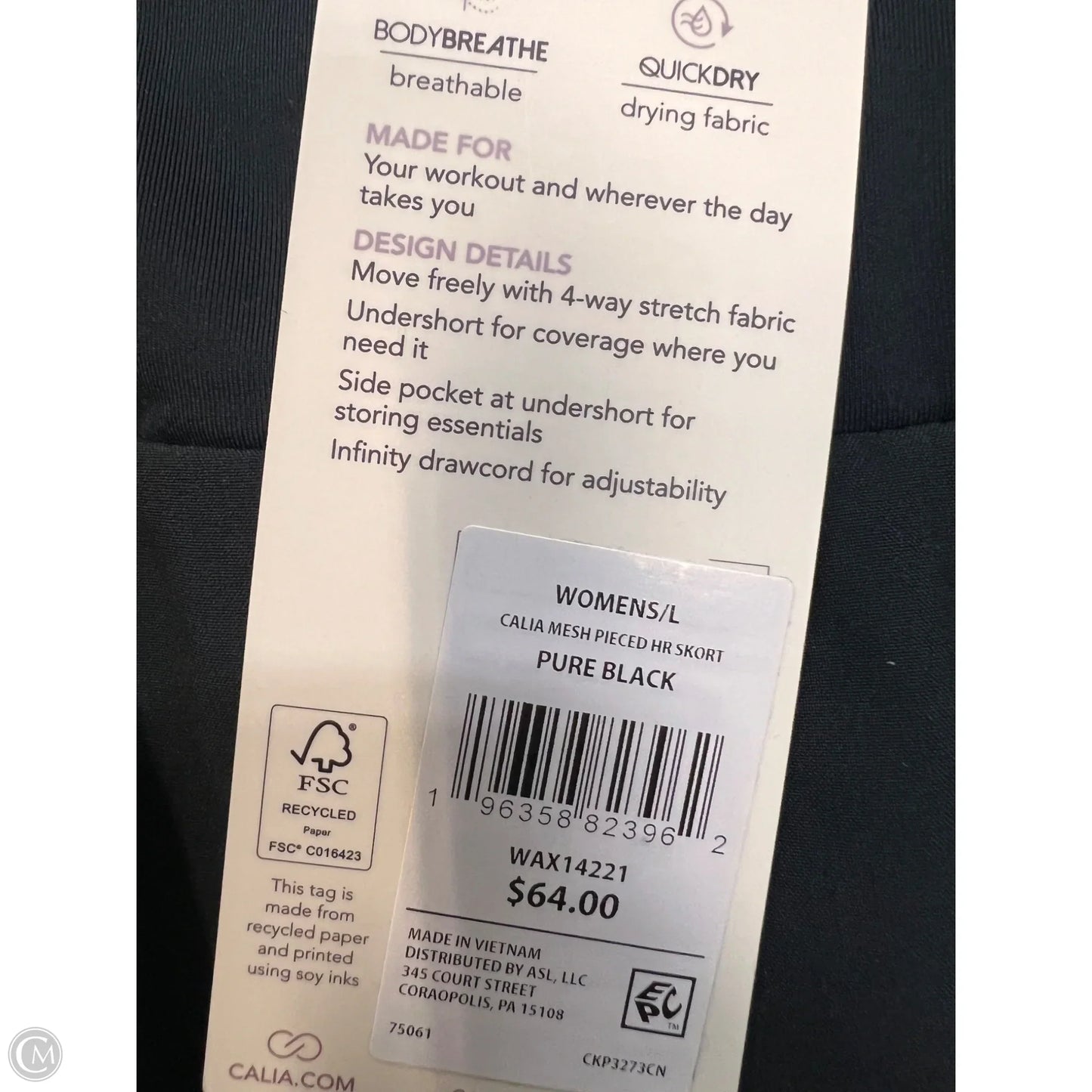 Athletic Skort By Calia In Black, Size: L