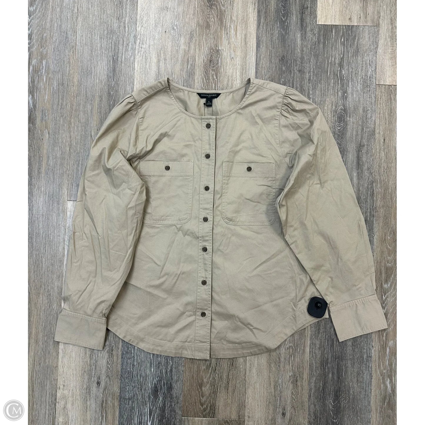 Blouse Long Sleeve By Banana Republic In Tan, Size: L