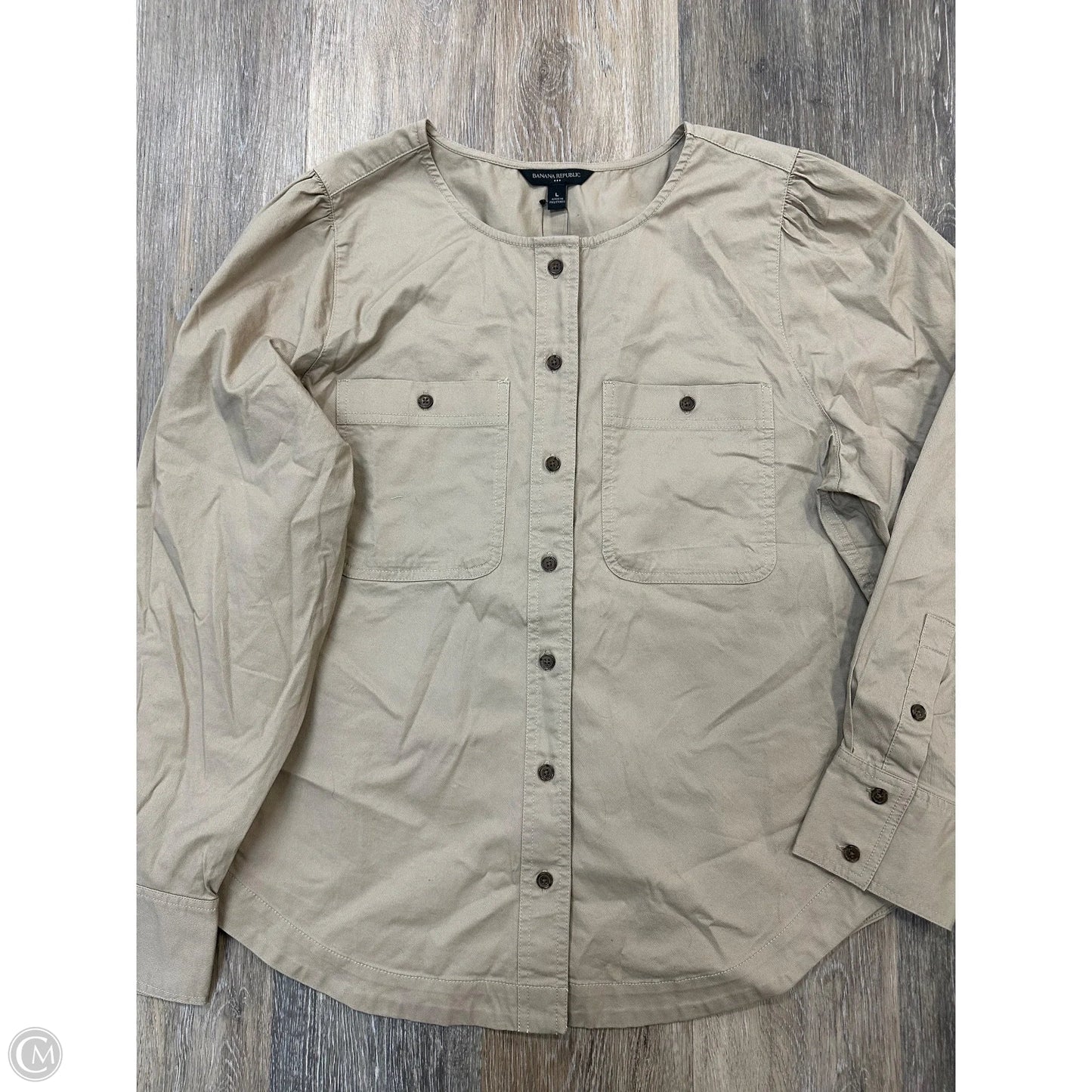 Blouse Long Sleeve By Banana Republic In Tan, Size: L