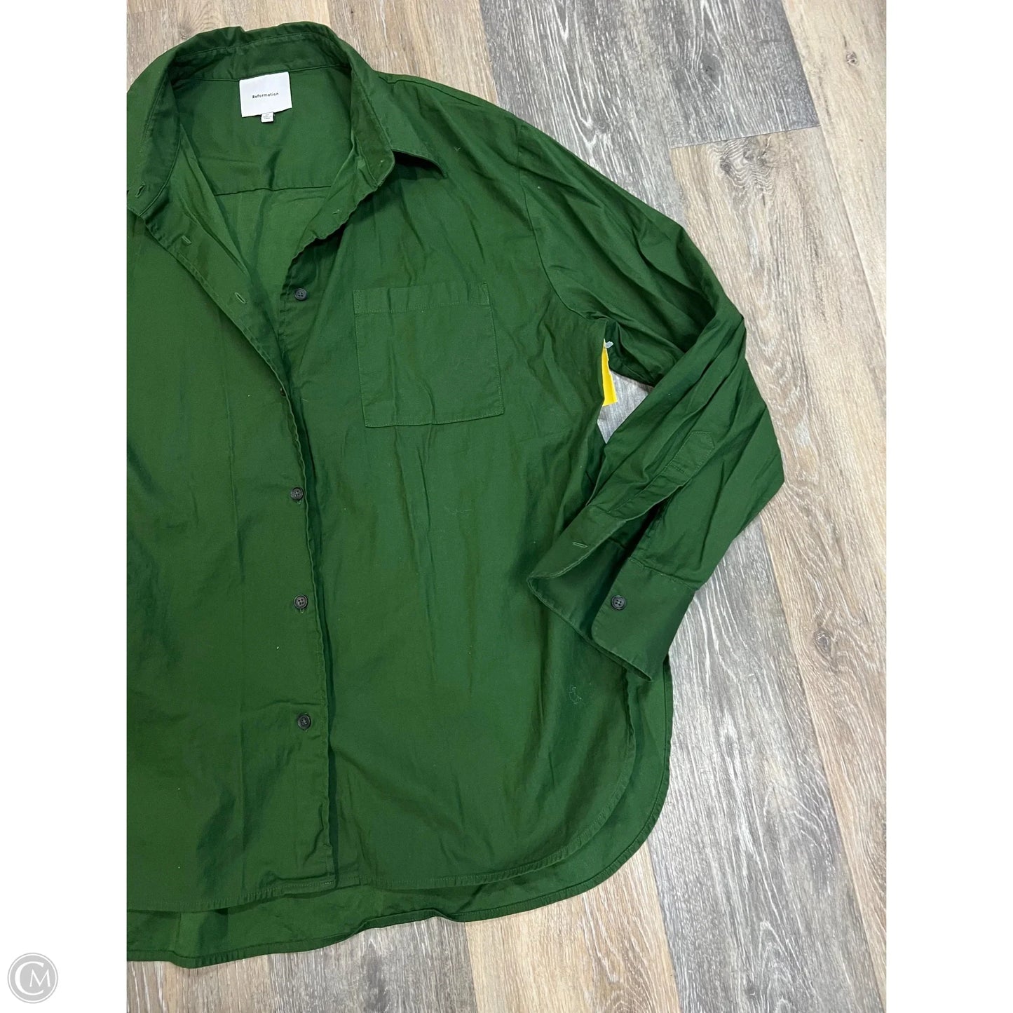 -Blouse Long Sleeve By Reformation In Green, Size: Xl