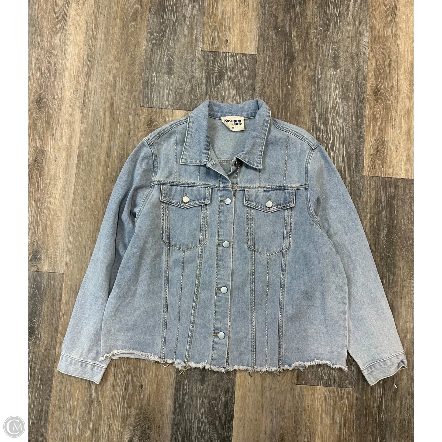Jacket Shirt By Savanna Jane In Blue Denim, Size: 1x