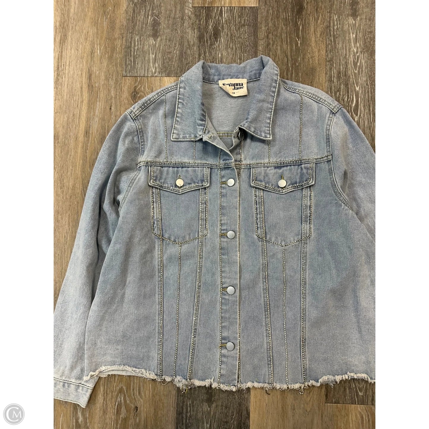 Jacket Shirt By Savanna Jane In Blue Denim, Size: 1x