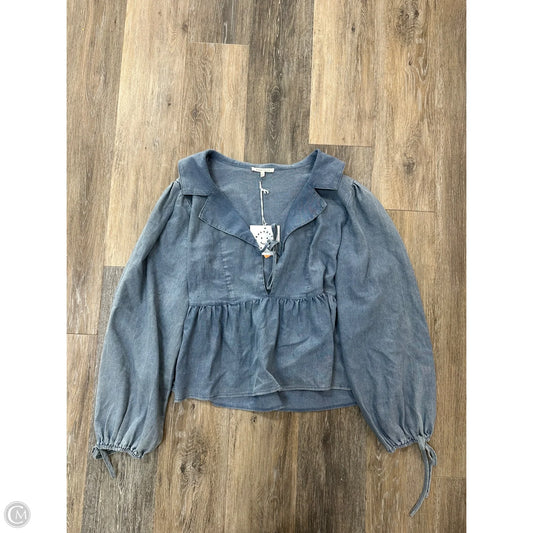 Blouse Long Sleeve By Baevely In Blue Denim, Size: L
