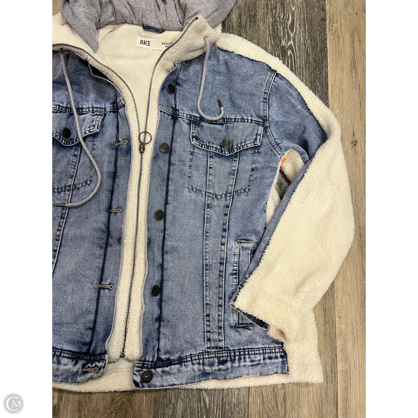 Jacket Faux Fur & Sherpa By Bke In Blue Denim, Size: M