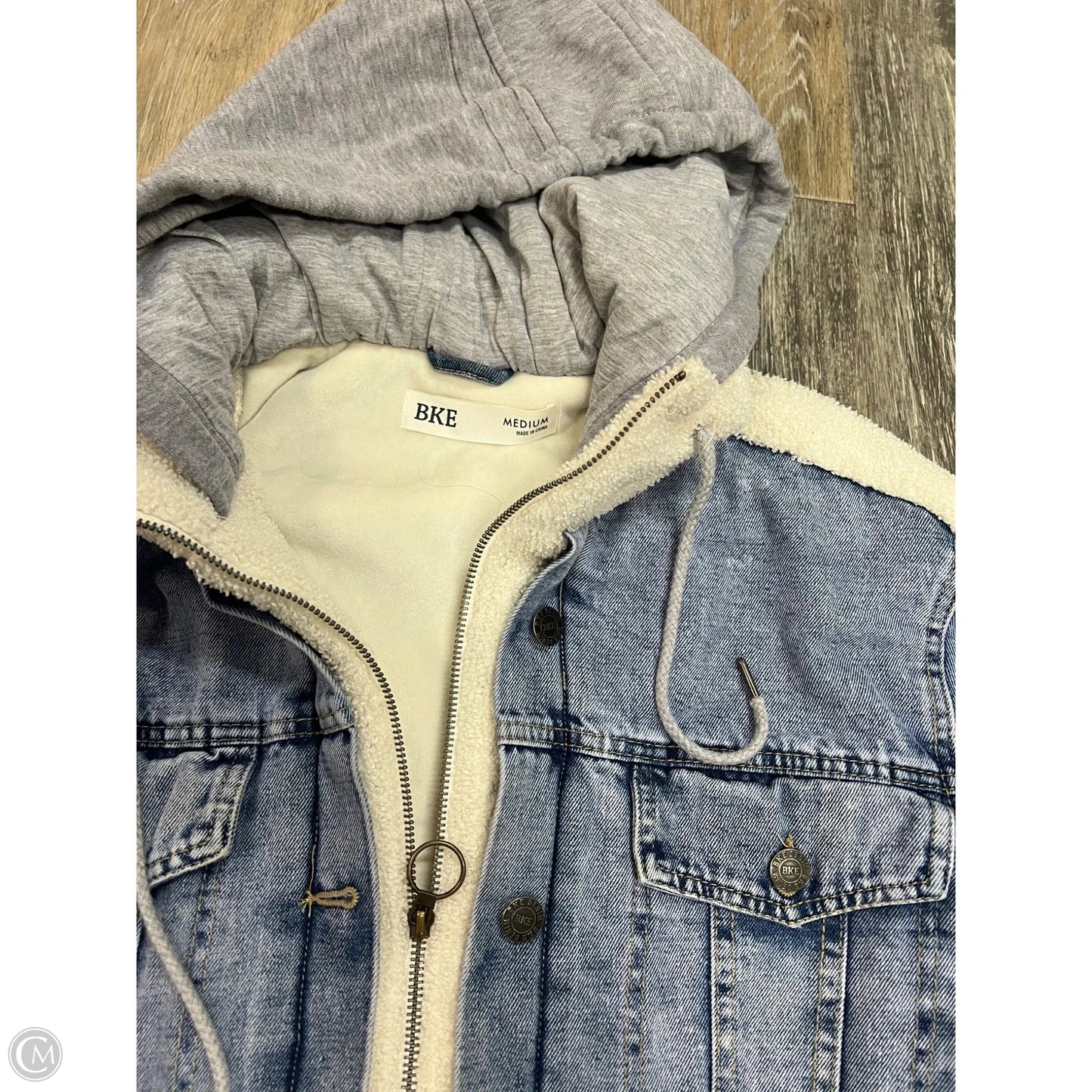 Jacket Faux Fur & Sherpa By Bke In Blue Denim, Size: M