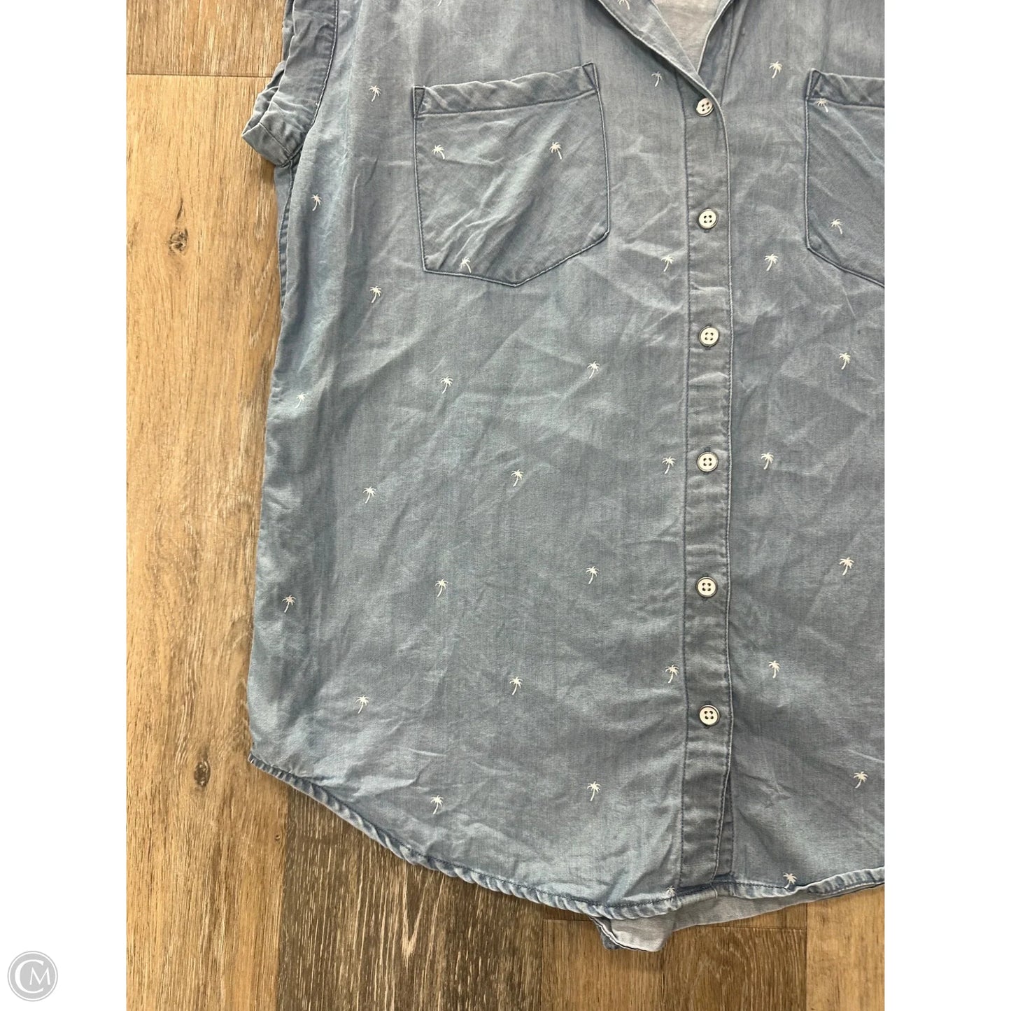 Top Short Sleeve By Jachs Girlfirend In Blue Denim, Size: M