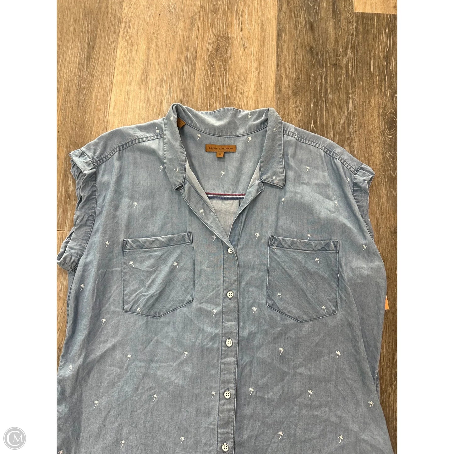 Top Short Sleeve By Jachs Girlfirend In Blue Denim, Size: M