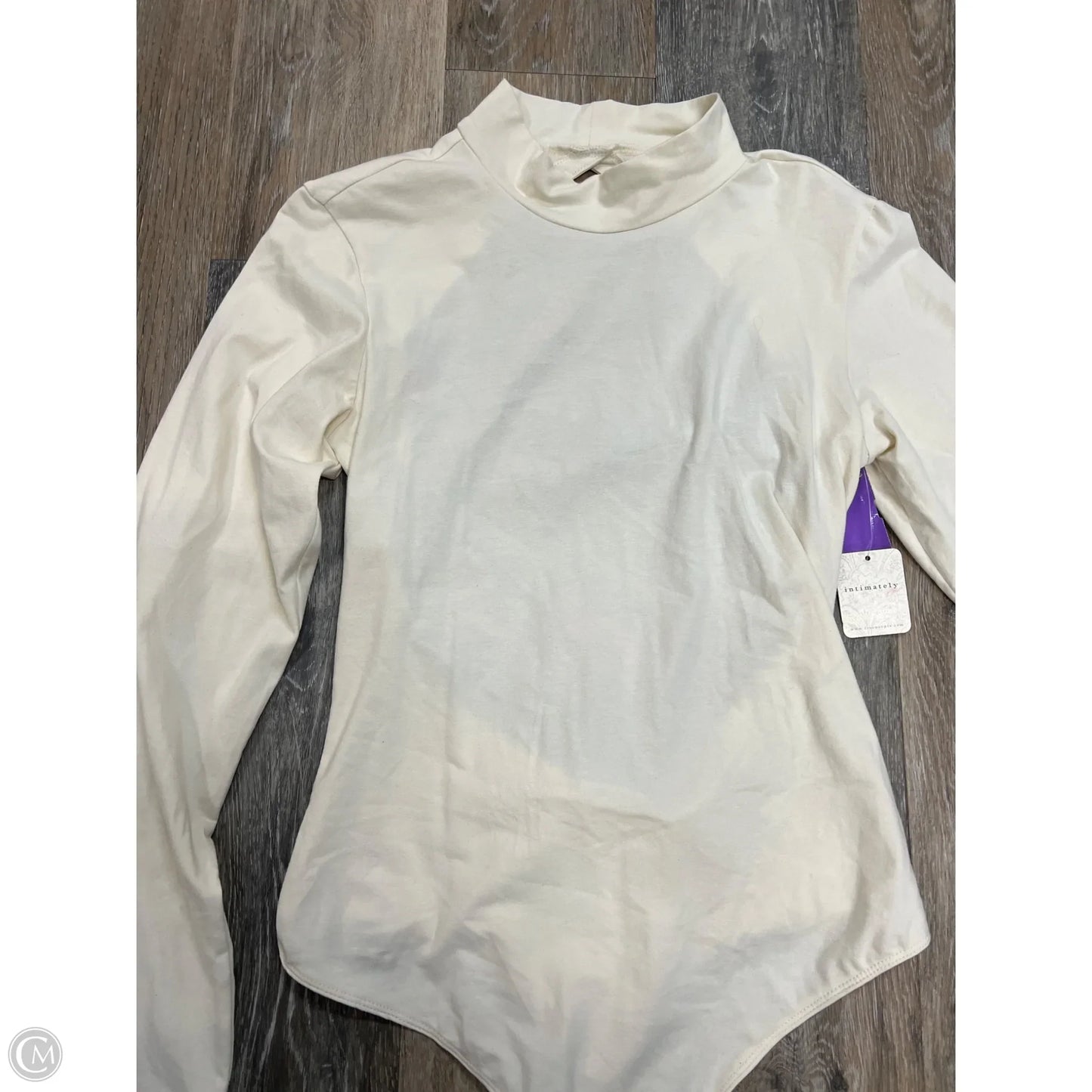 Top Long Sleeve Bodysuit By Free People In Blue & Cream, Size: L