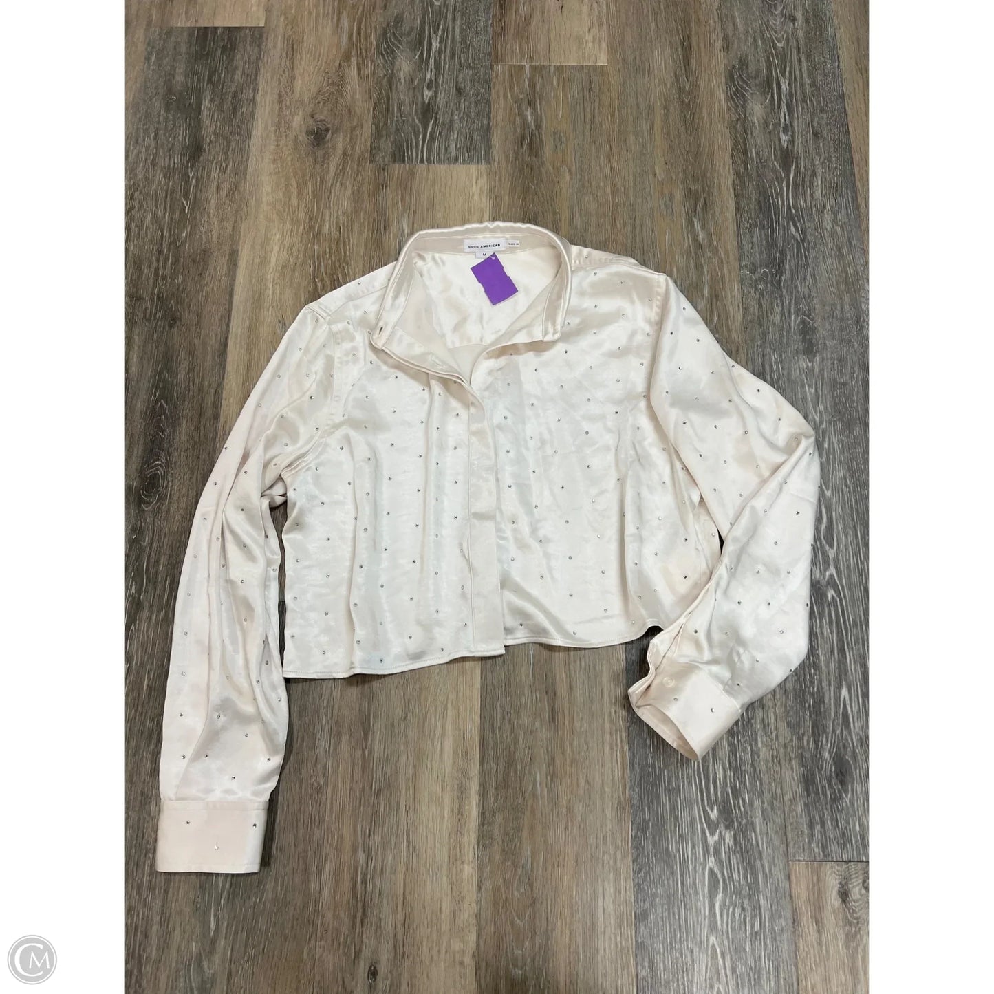 Blouse Long Sleeve By Good American In Cream, Size: M