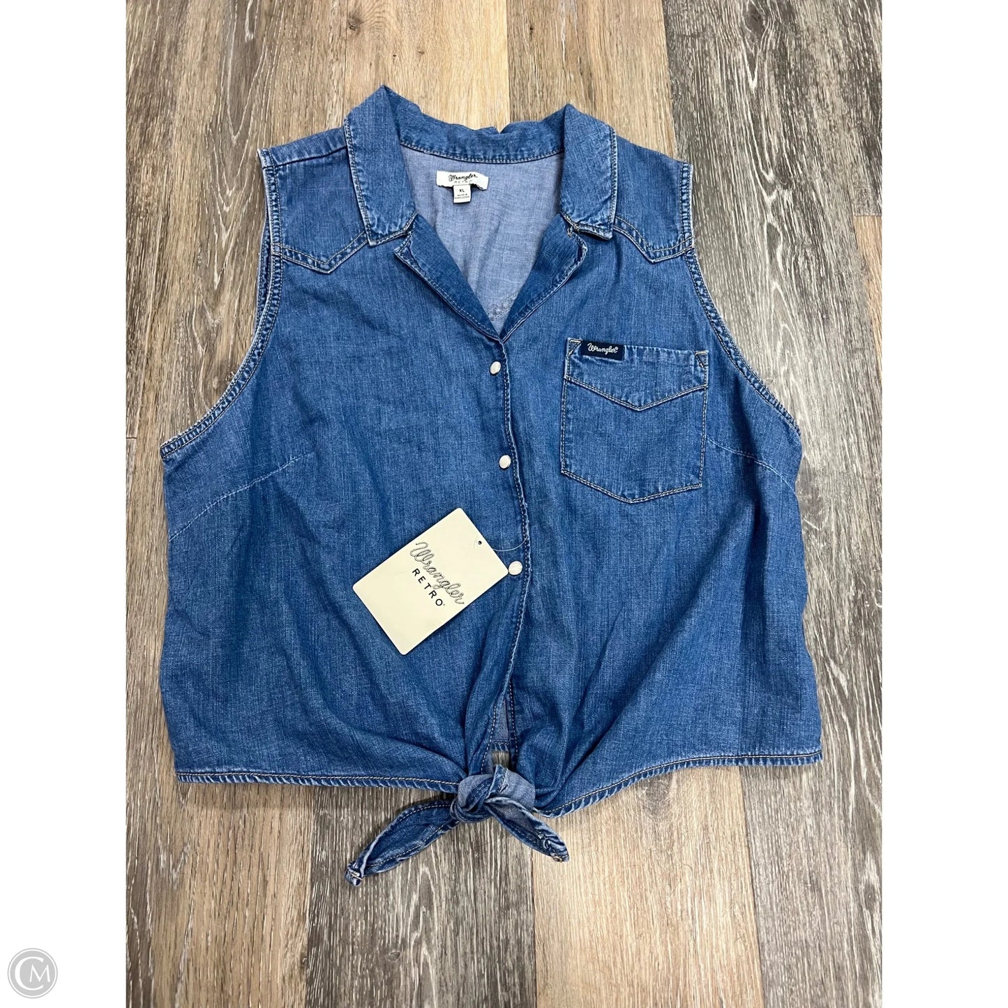 Top Sleeveless By Wrangler In Blue Denim, Size: Xl