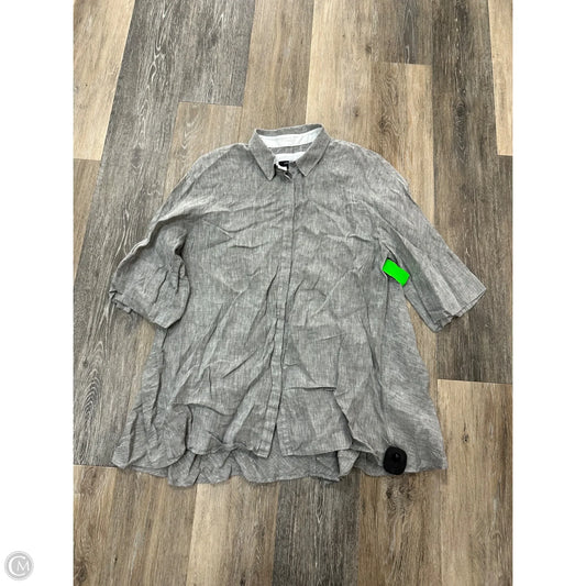 Top Short Sleeve Designer By Lafayette 148 In Grey, Size: L