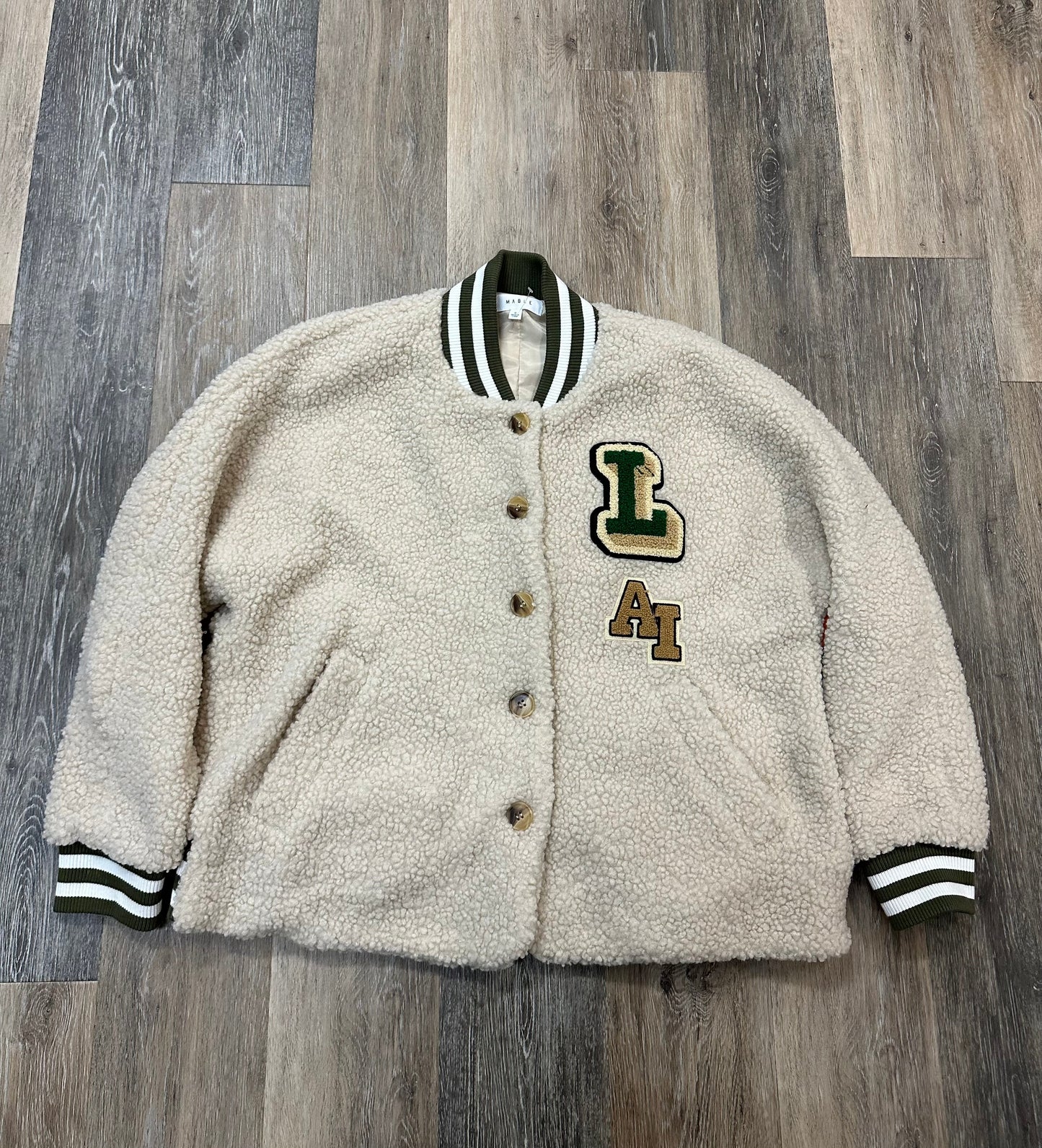 Jacket Faux Fur & Sherpa By Mable In Cream, Size: S