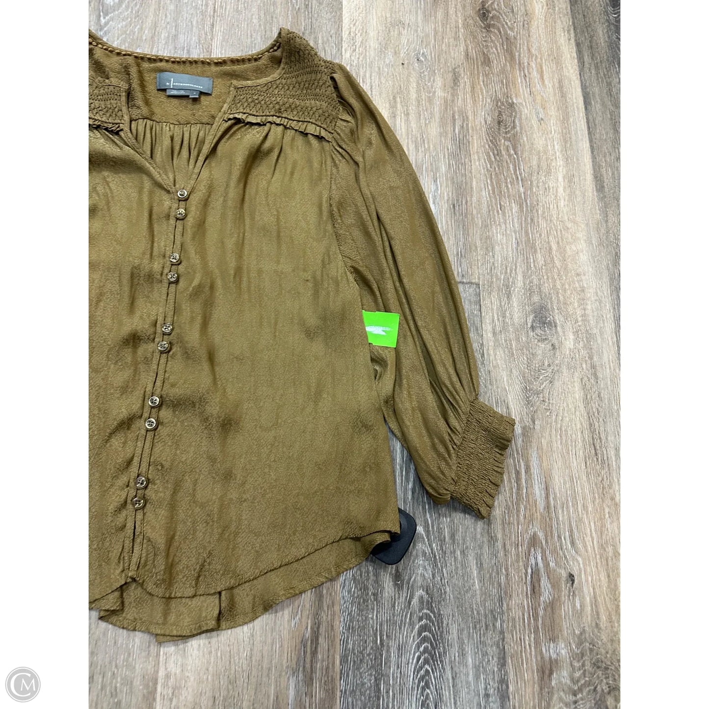 Blouse Long Sleeve By Anthropologie In Green, Size: S