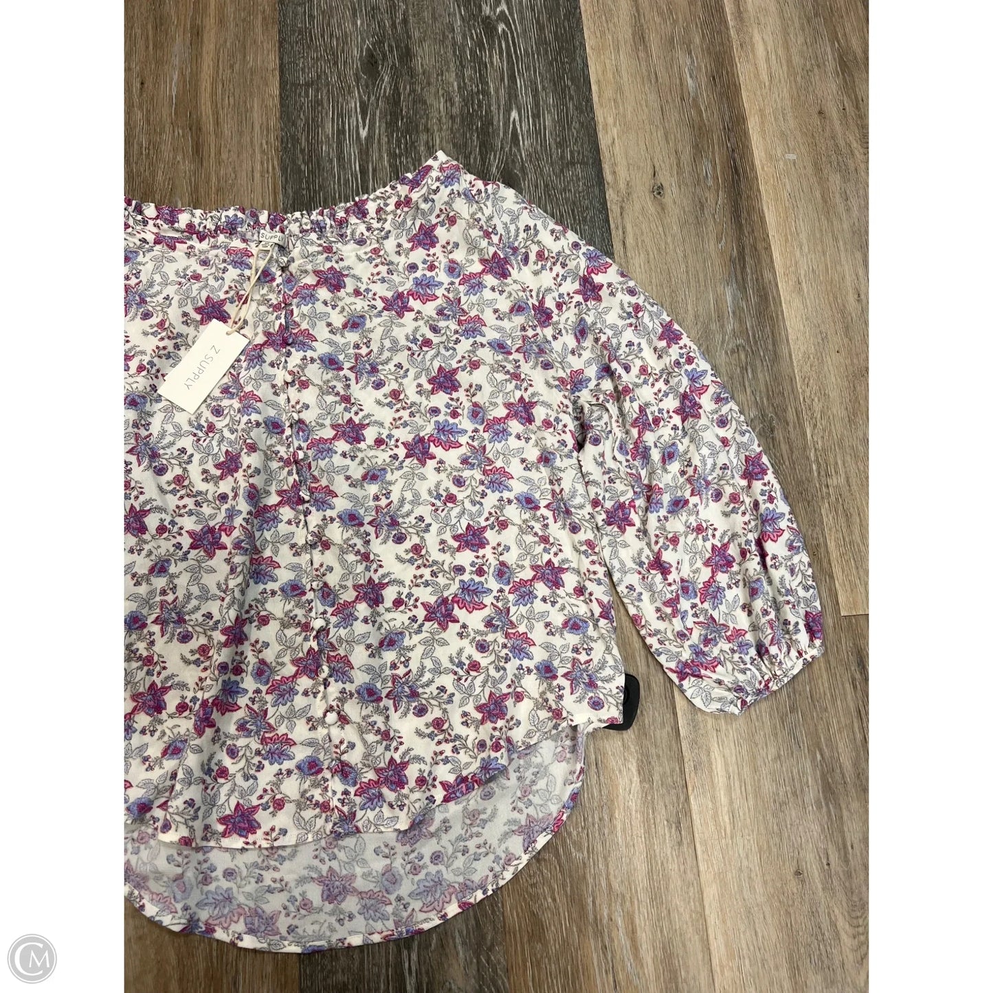 Blouse Long Sleeve By Z Supply In Floral Print, Size: Xs
