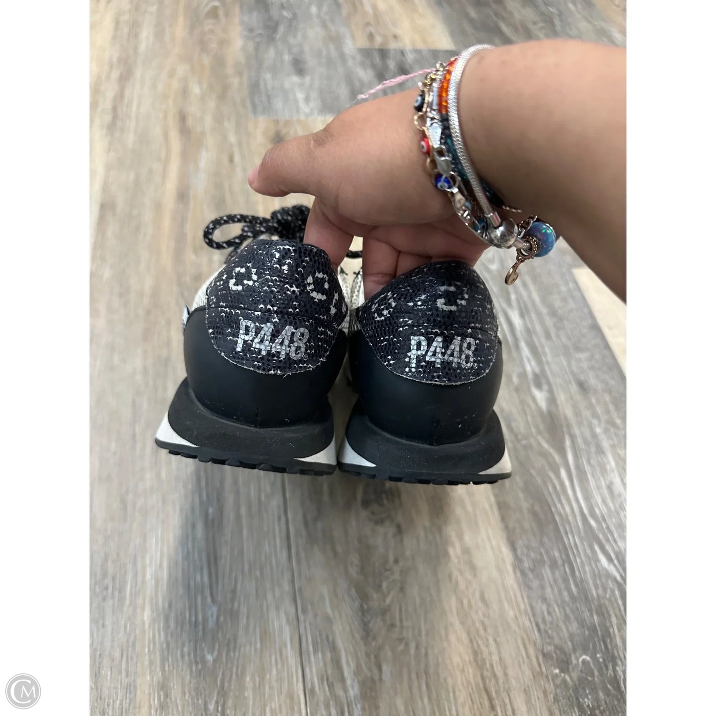 Shoes Athletic By P448 In Black & Cream, Size: 7