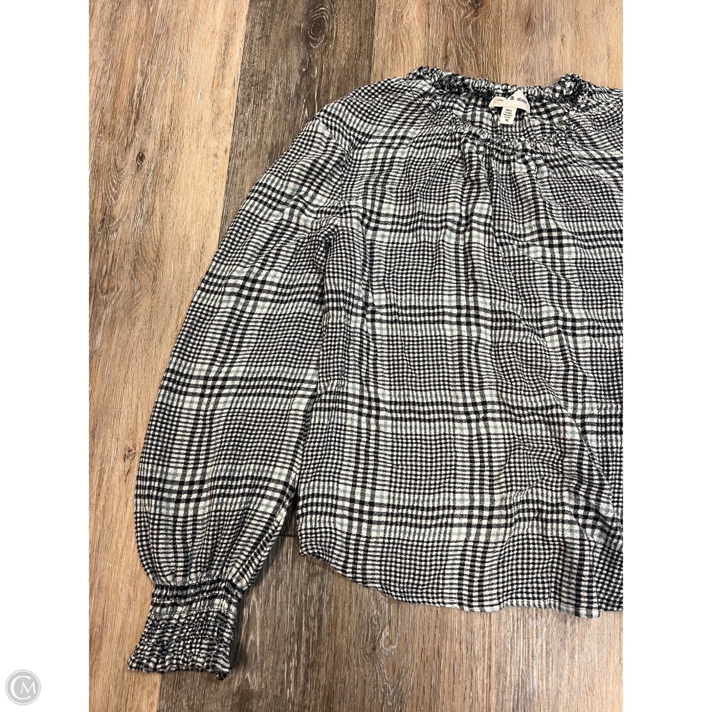 Blouse Long Sleeve By Cloth & Stone In Plaid Pattern, Size: M