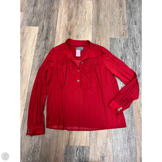 Blouse Long Sleeve By Anthropologie In Red, Size: L