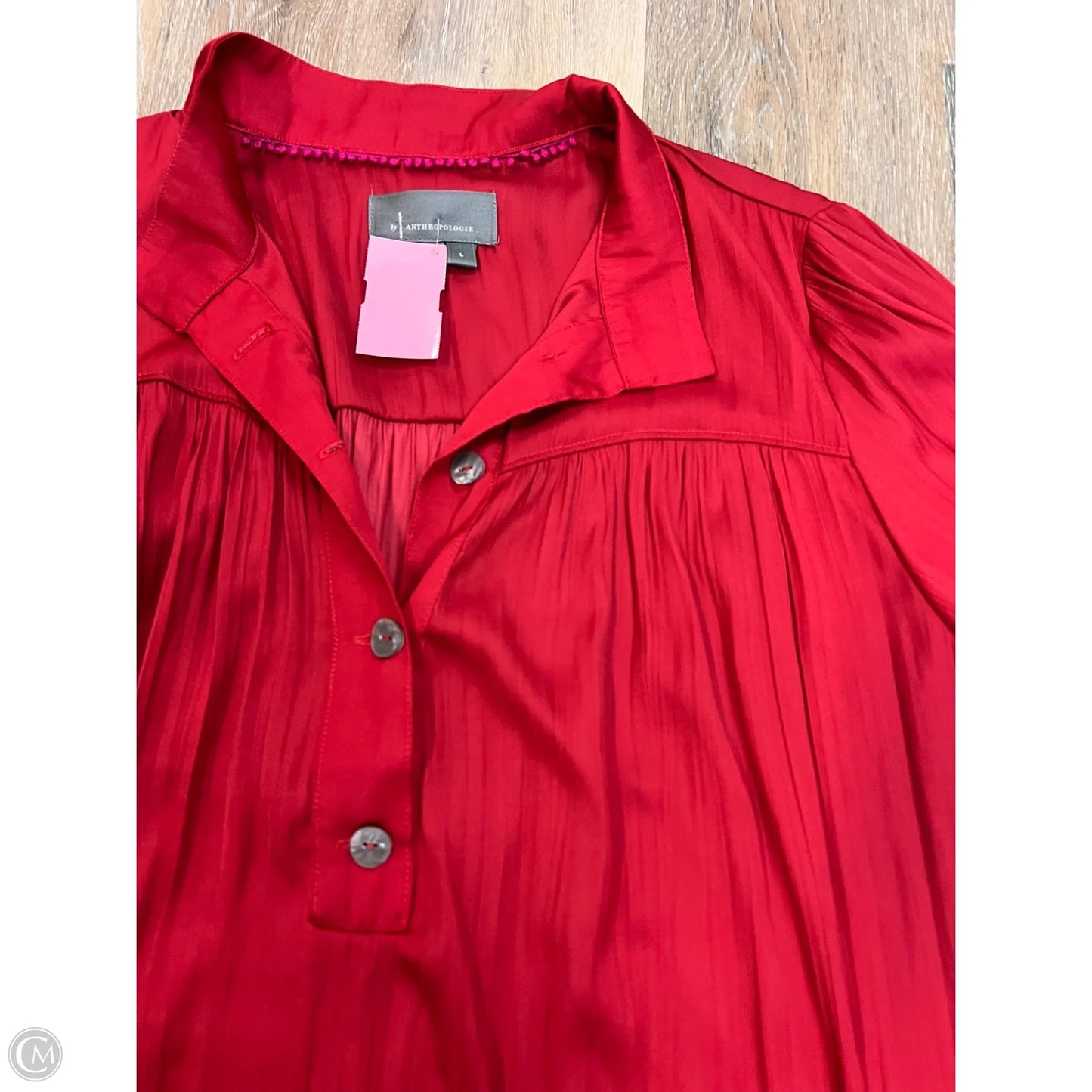 Blouse Long Sleeve By Anthropologie In Red, Size: L
