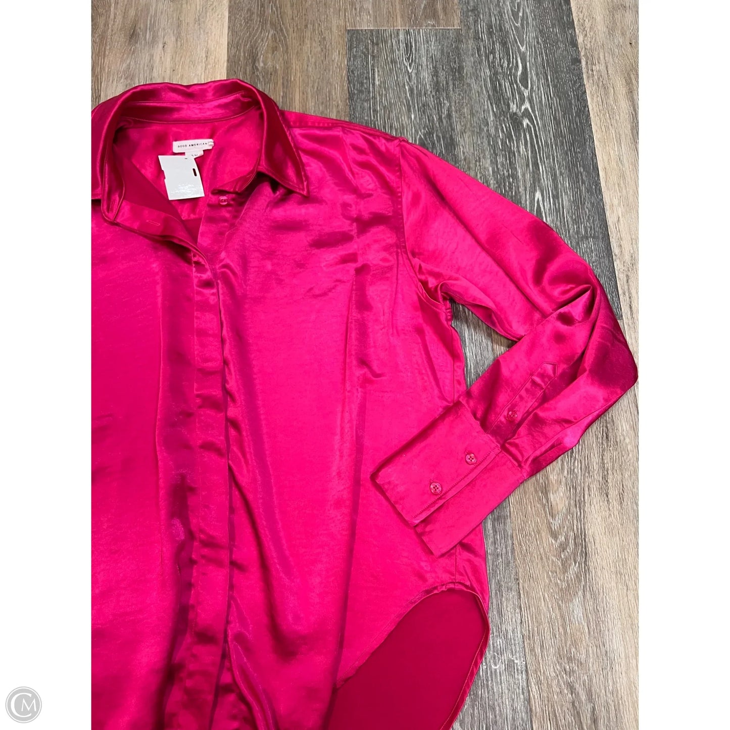 Blouse Long Sleeve By Good American In Pink, Size: S/M