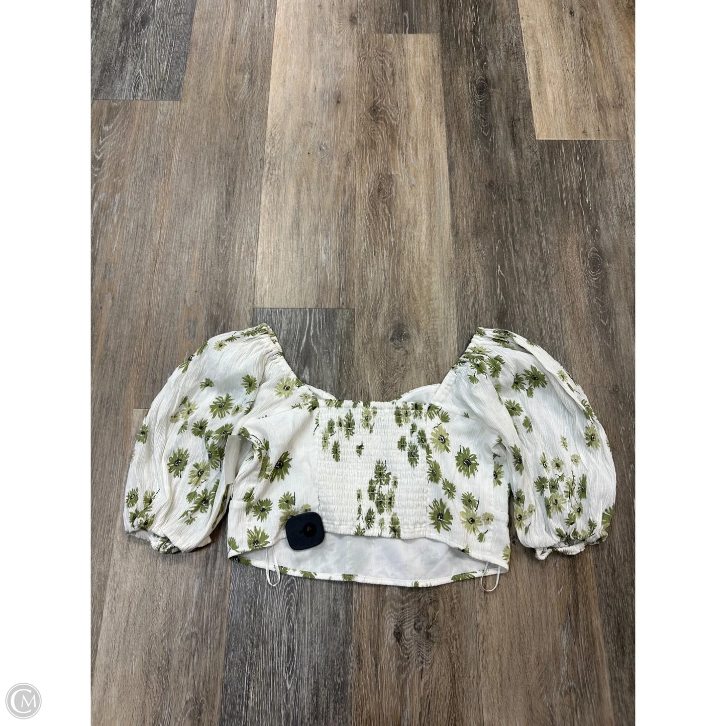 Blouse Long Sleeve By Abercrombie And Fitch In Green & White, Size: M