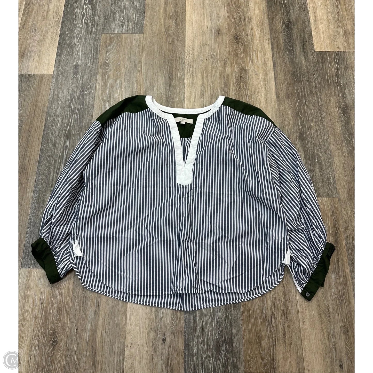 Blouse Long Sleeve By Loft In Striped Pattern, Size: Xl