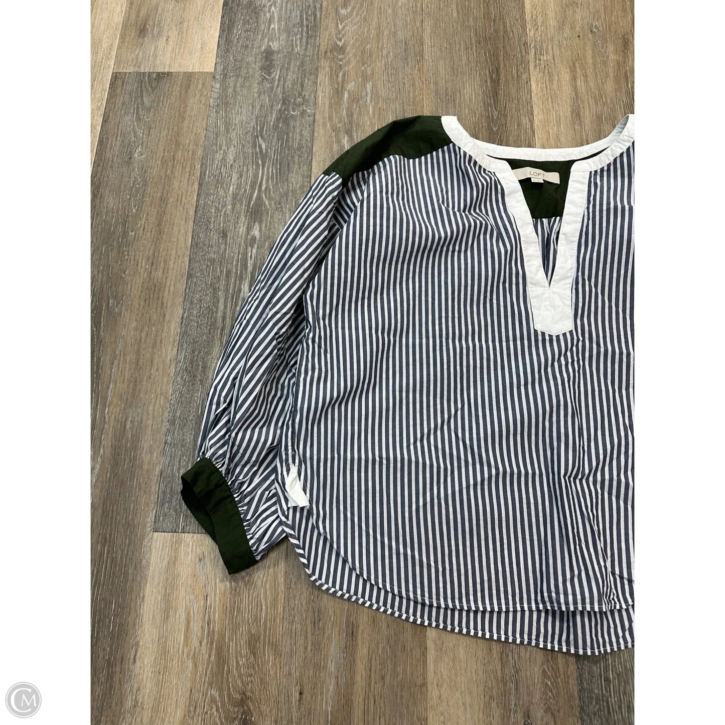 Blouse Long Sleeve By Loft In Striped Pattern, Size: Xl