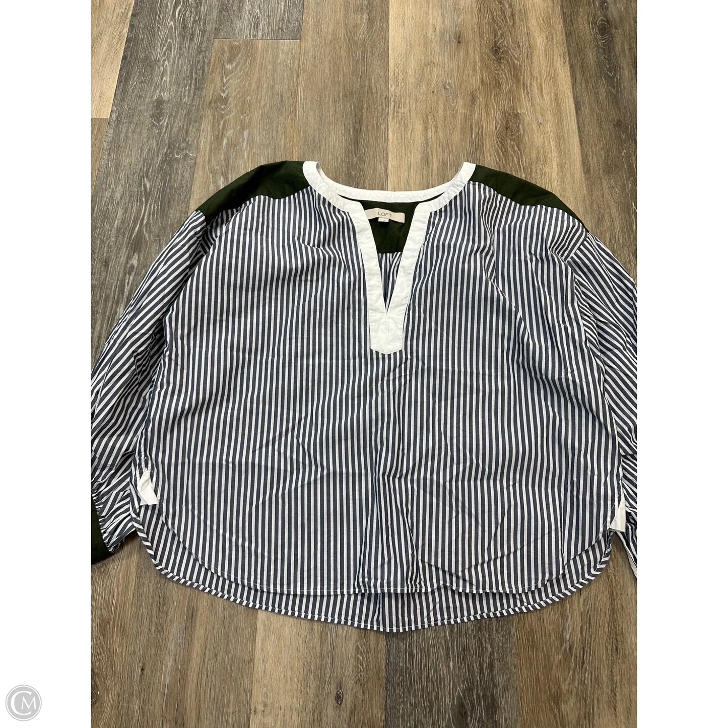 Blouse Long Sleeve By Loft In Striped Pattern, Size: Xl