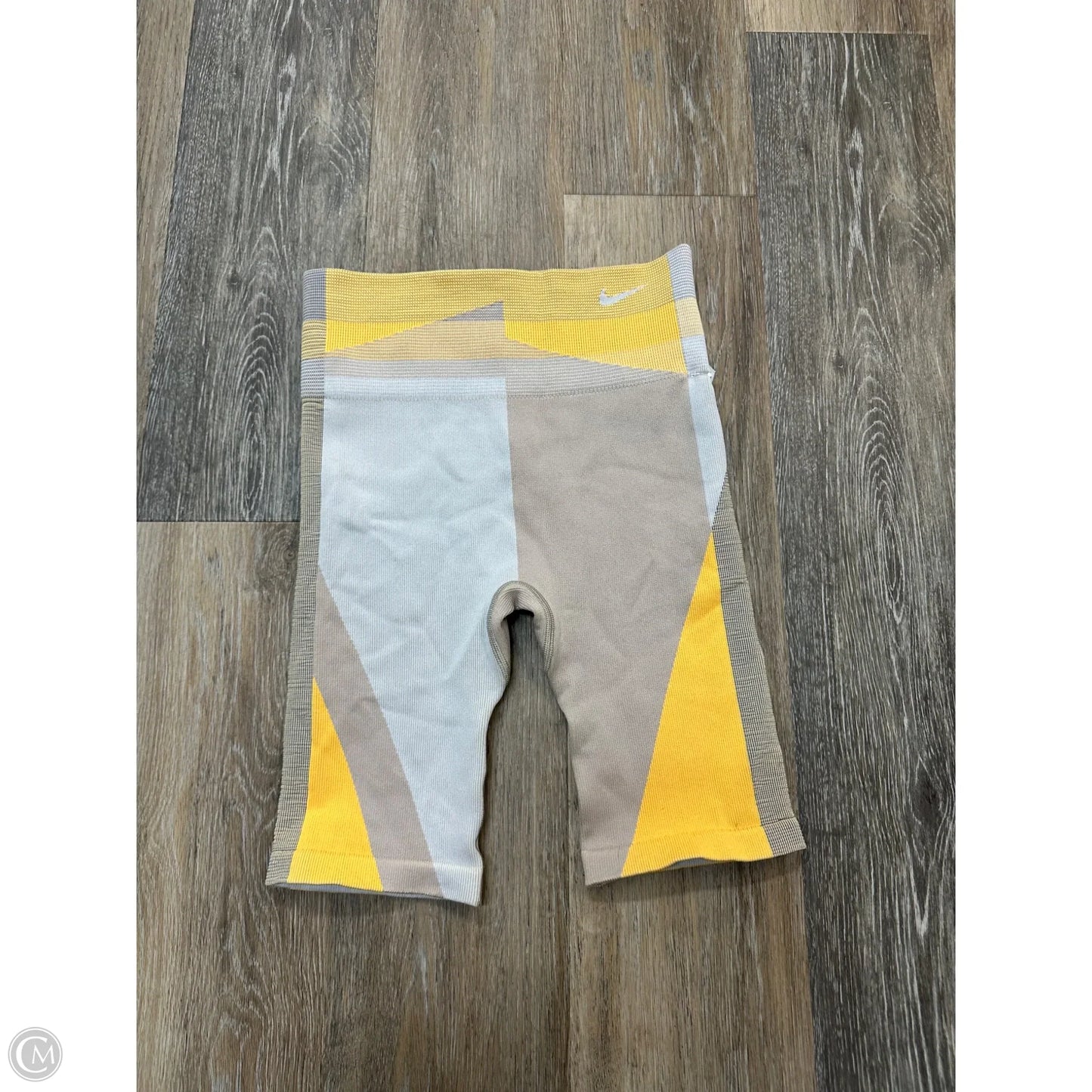 Athletic Shorts By Nike Apparel In Grey & Yellow, Size: S