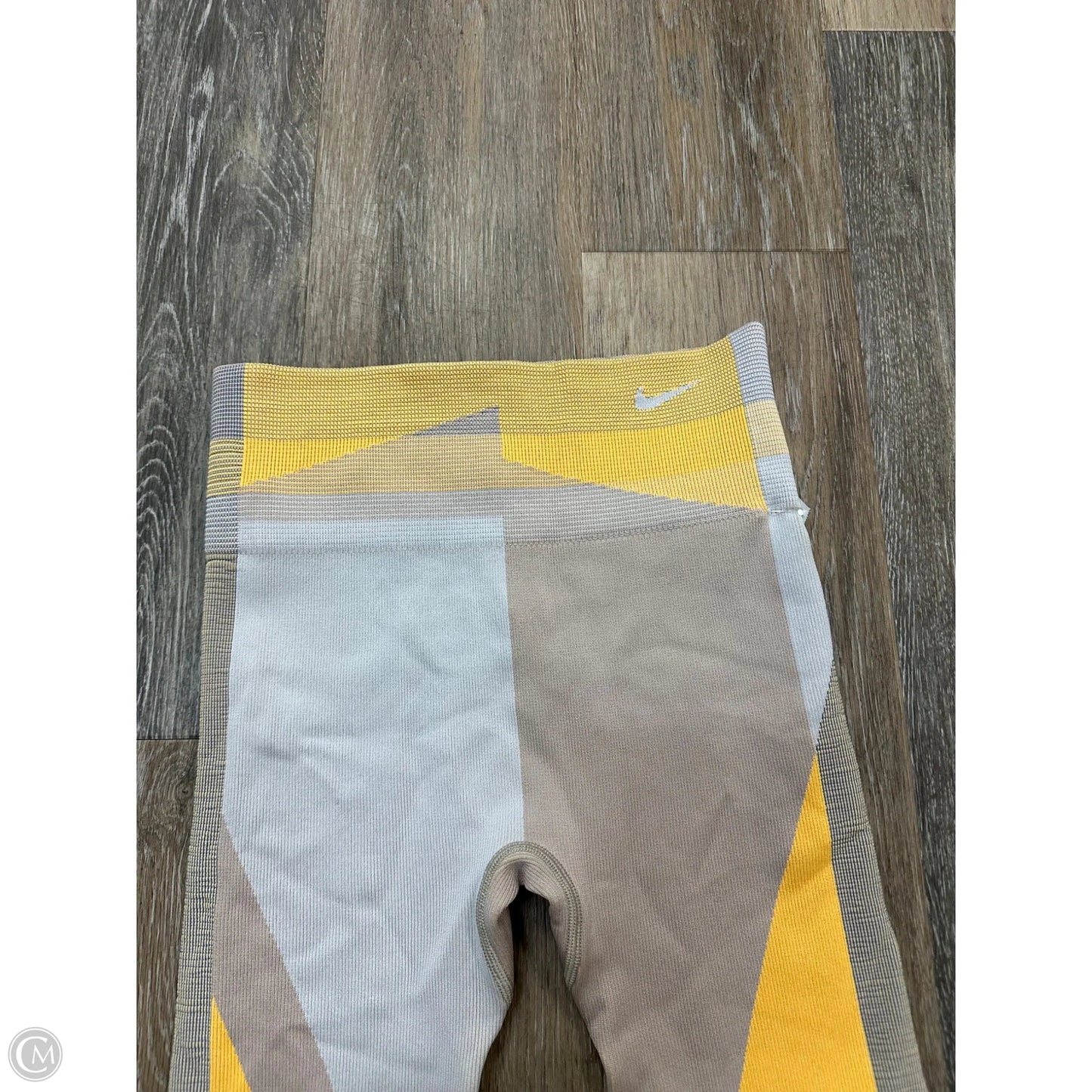 Athletic Shorts By Nike Apparel In Grey & Yellow, Size: S