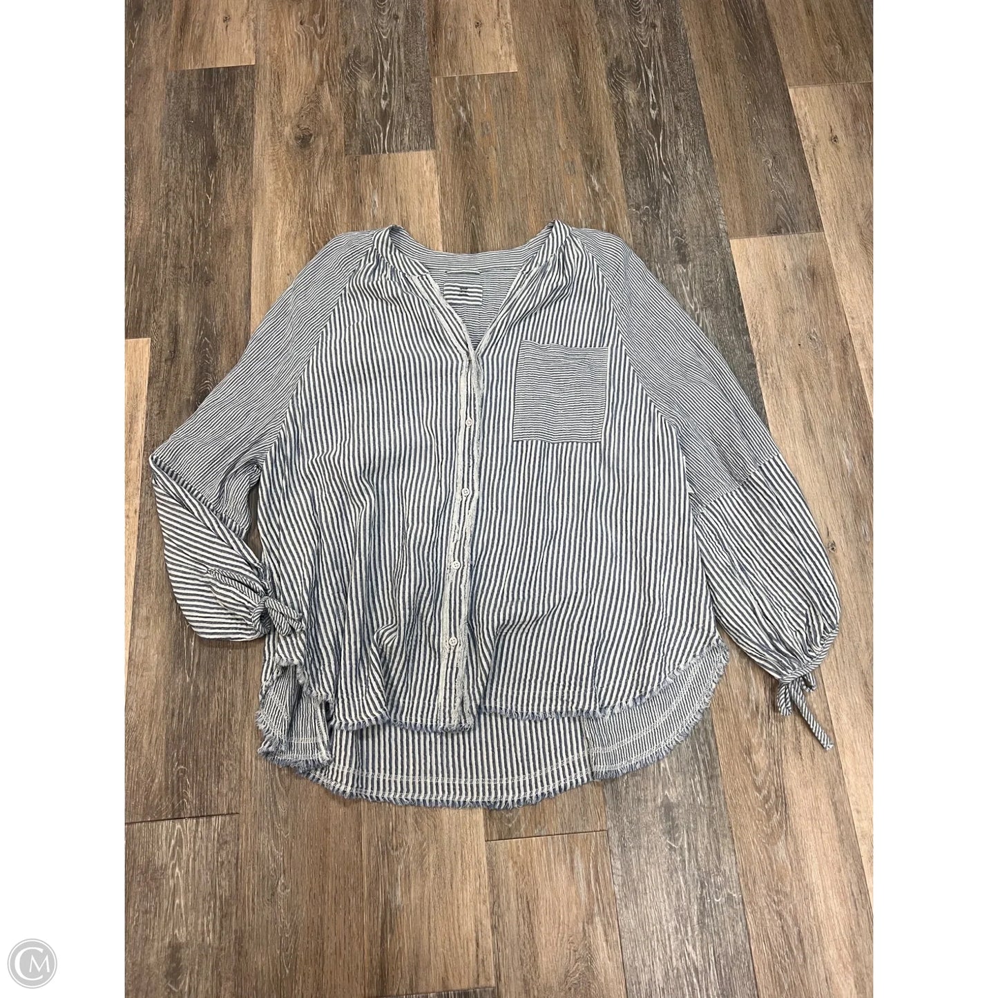 Blouse Long Sleeve By Aerie In Striped Pattern, Size: Xl