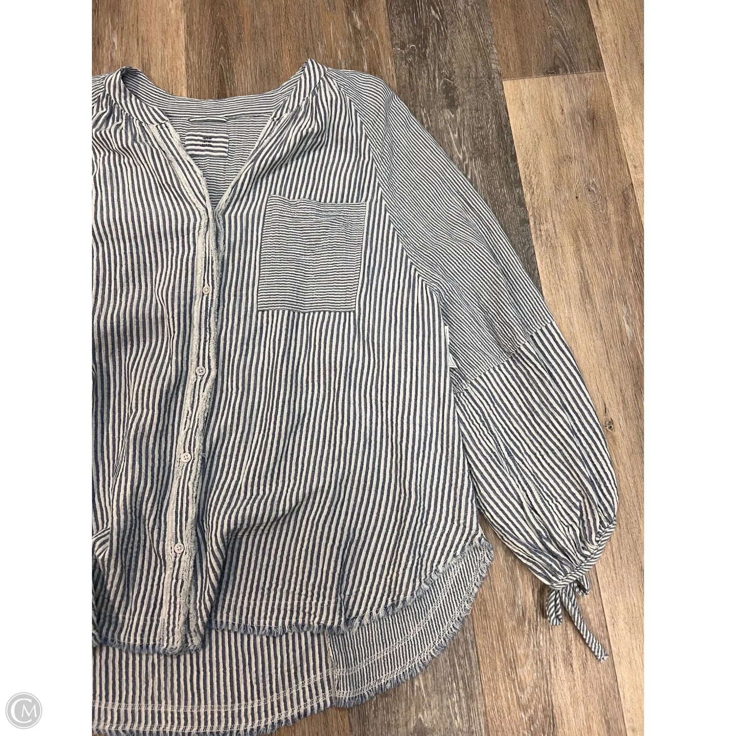 Blouse Long Sleeve By Aerie In Striped Pattern, Size: Xl