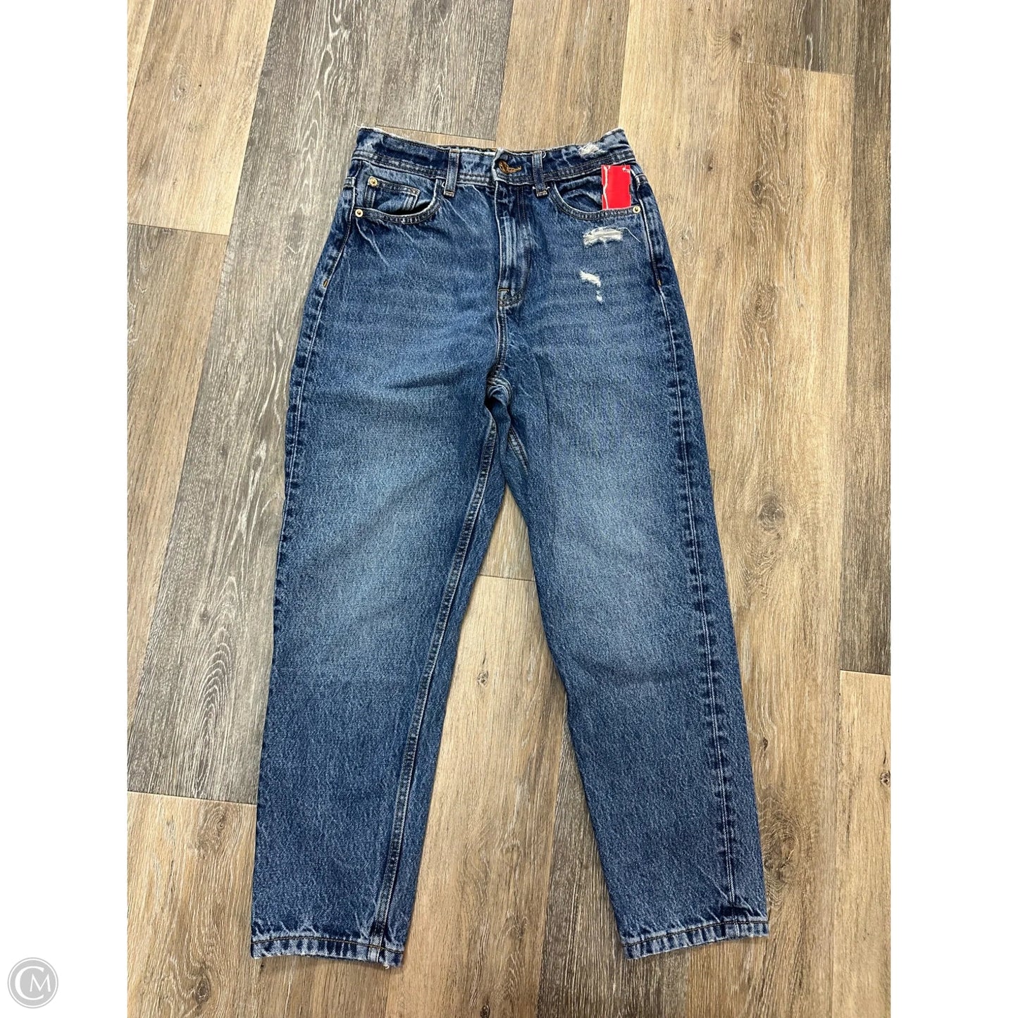 Jeans Straight By Zara In Blue Denim, Size: 4