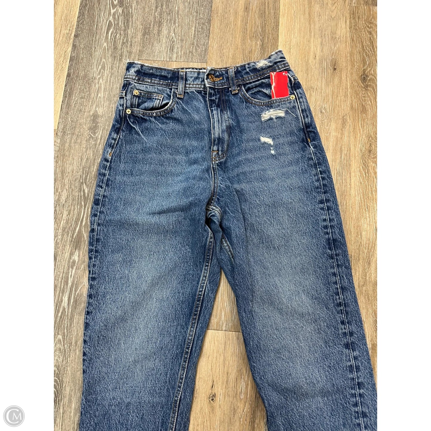 Jeans Straight By Zara In Blue Denim, Size: 4