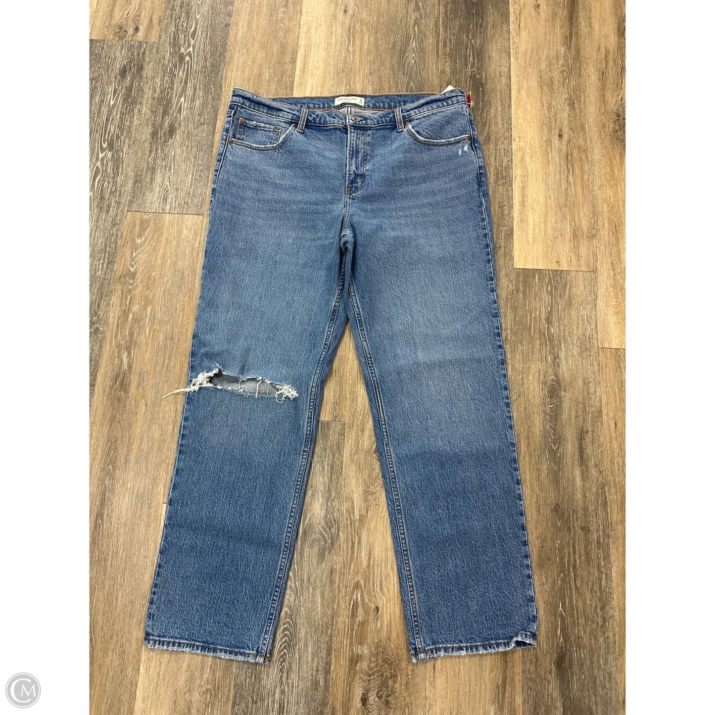 Jeans Straight By Abercrombie And Fitch In Blue Denim, Size: 16