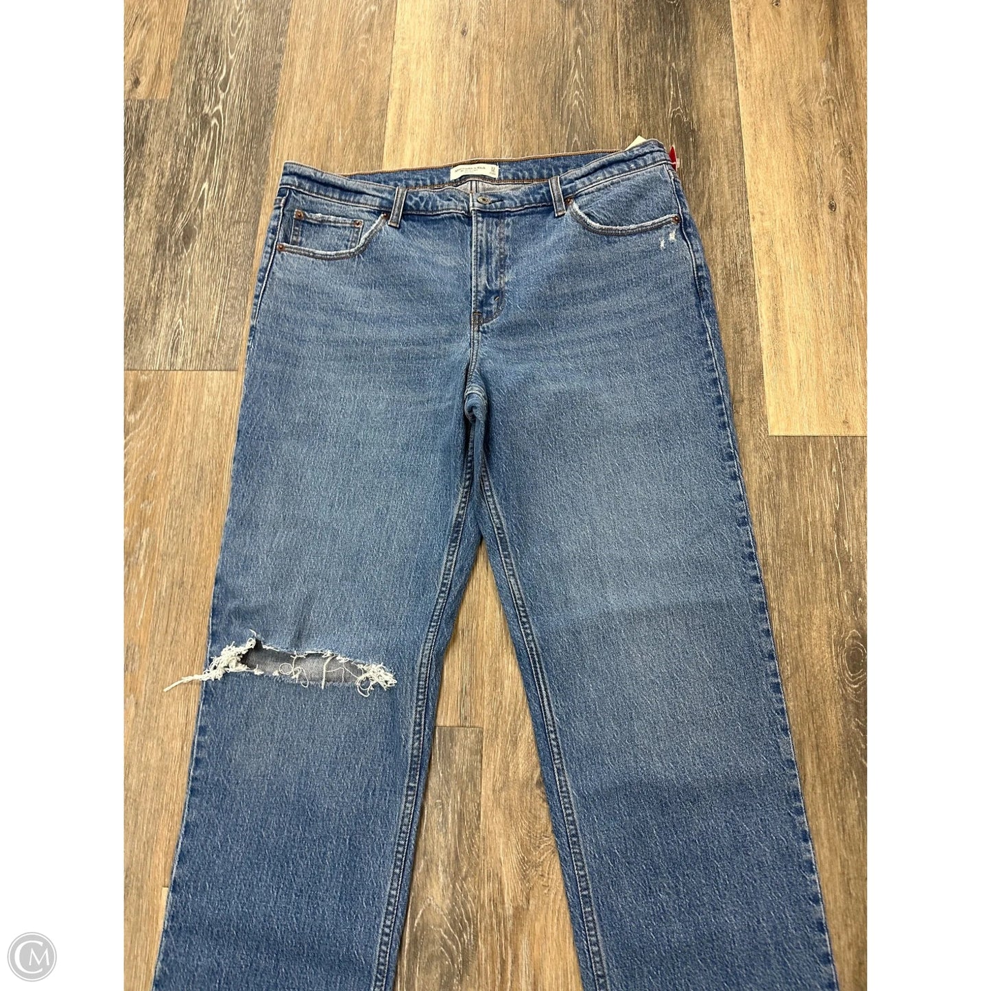Jeans Straight By Abercrombie And Fitch In Blue Denim, Size: 16