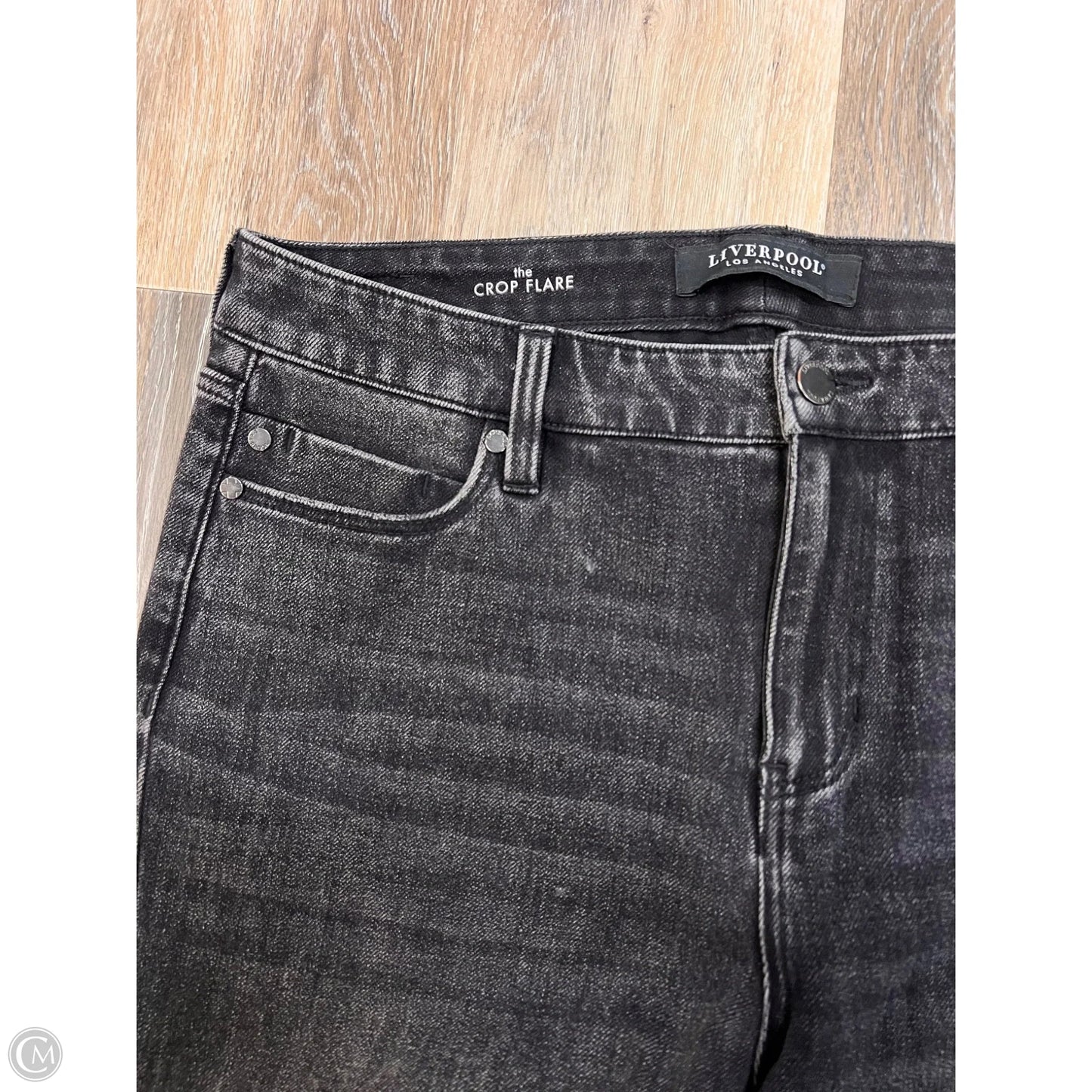 -Jeans Flared By Liverpool In Black Denim, Size: 12/31