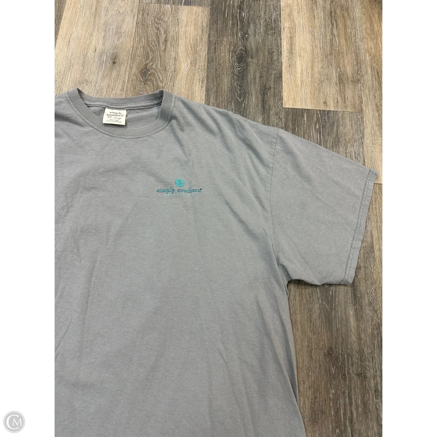 Top Short Sleeve By Simply Southern In Grey, Size: Xxl