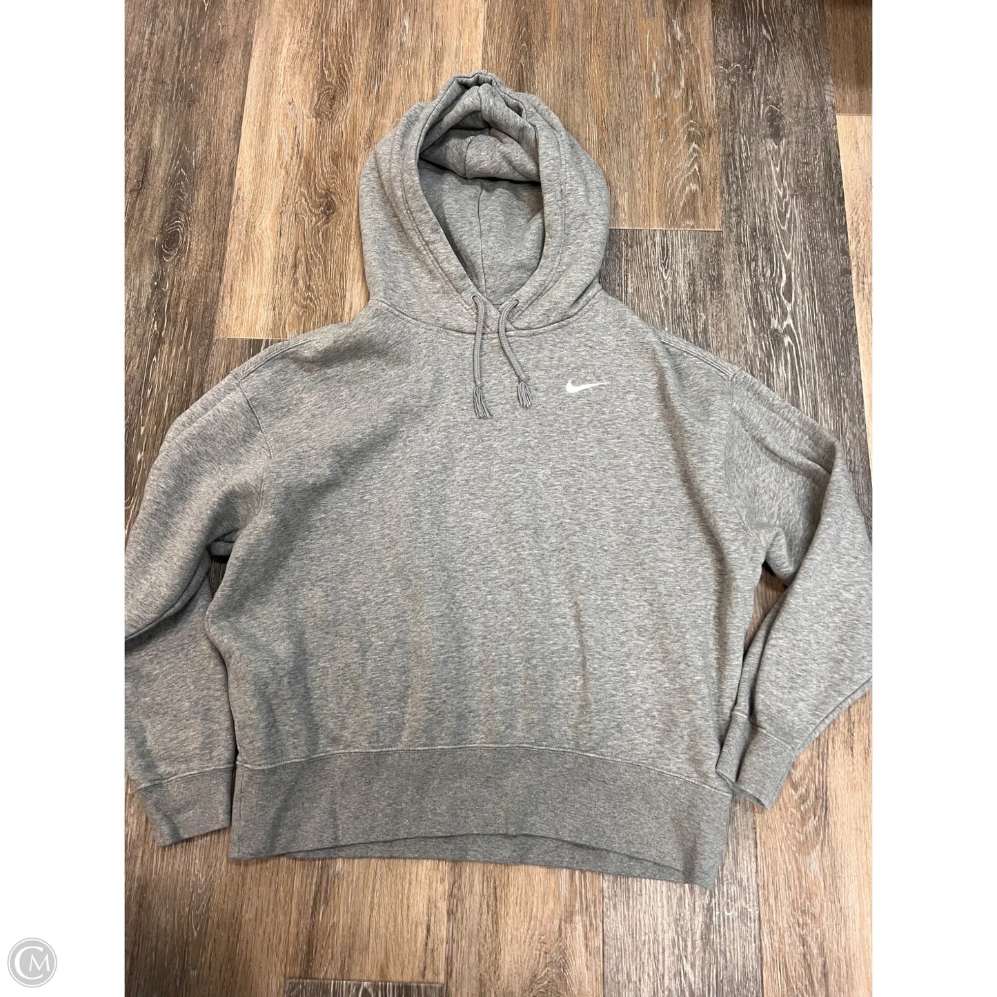 Athletic Sweatshirt Hoodie By Nike Apparel In Grey, Size: M