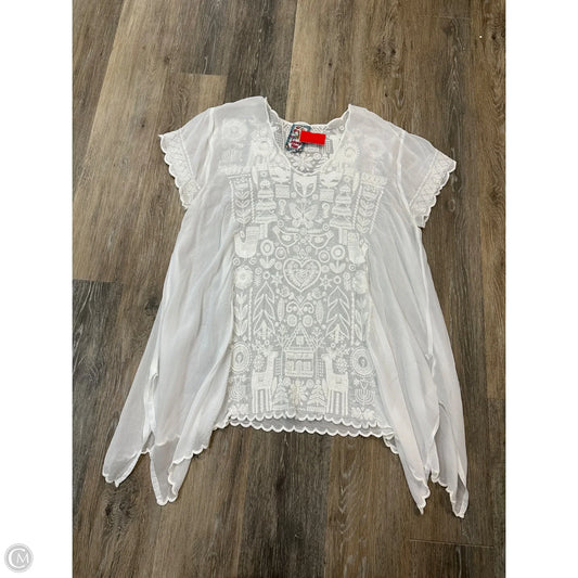 Blouse Short Sleeve By Johnny Was In White, Size: Xl