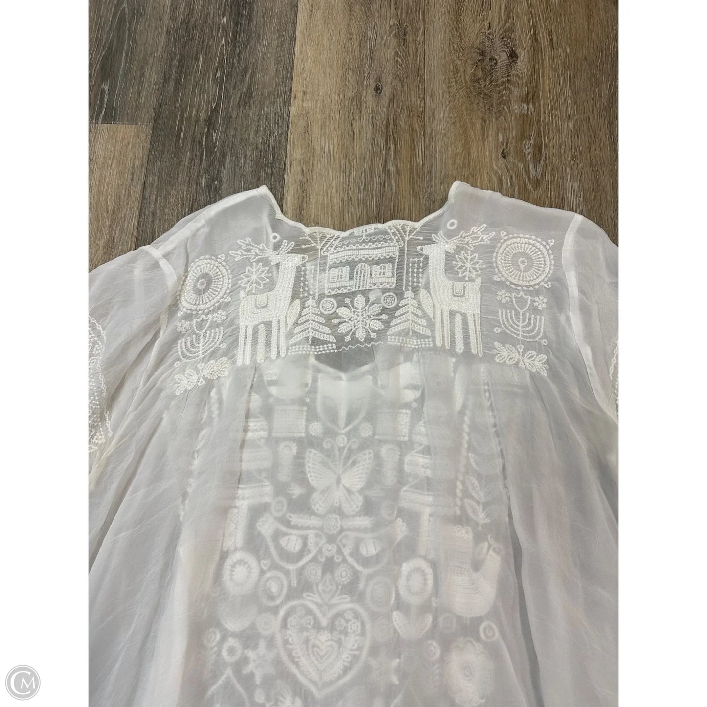 Blouse Short Sleeve By Johnny Was In White, Size: Xl