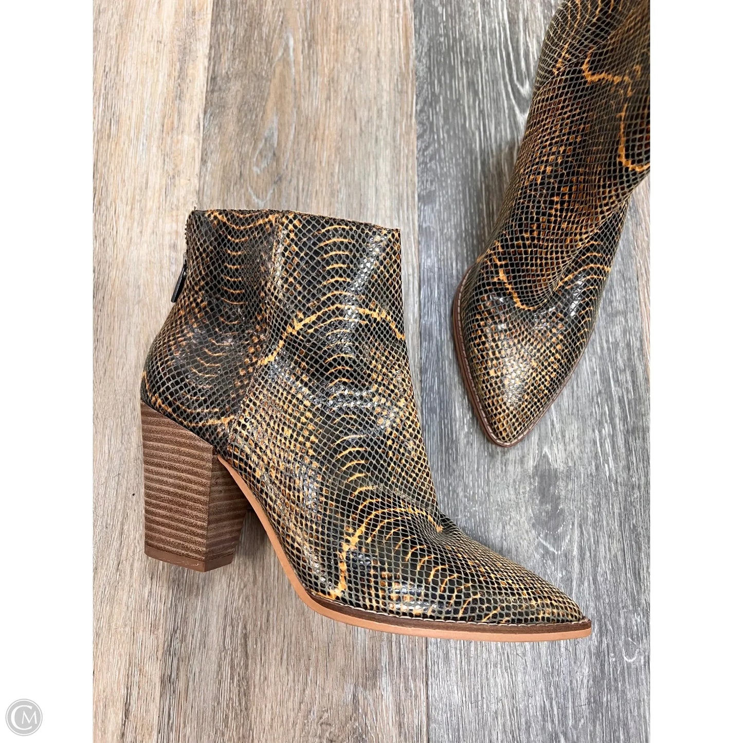 Boots Ankle Heels By Lucky Brand In Snakeskin Print, Size: 9