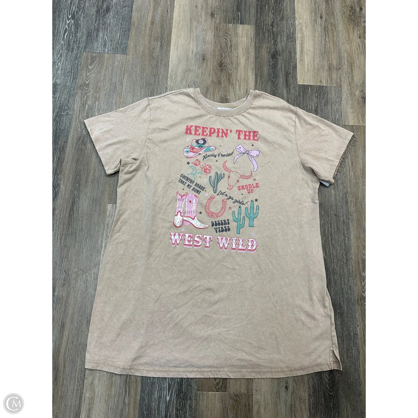 Dress Casual Short By Mimi Chica In Tan, Size: 2x