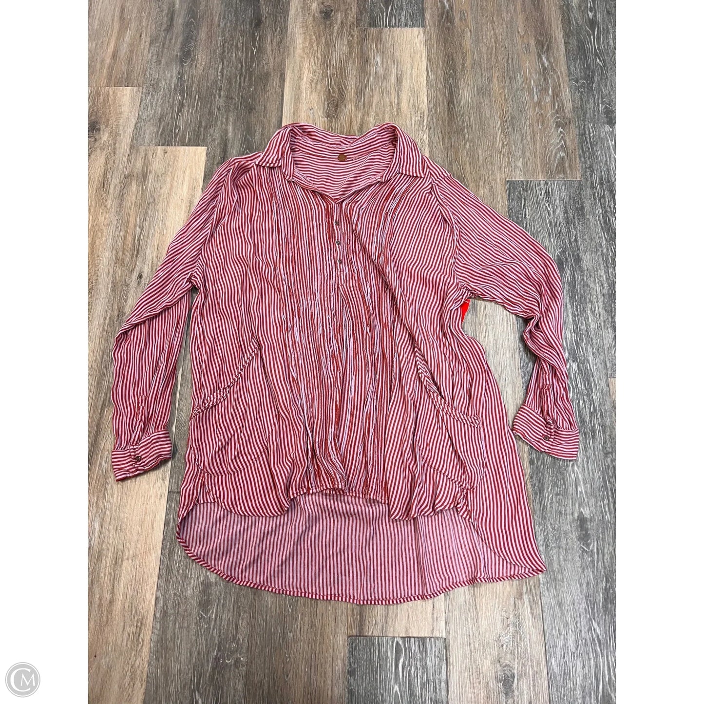 Blouse Long Sleeve By Free People In Striped Pattern, Size: L