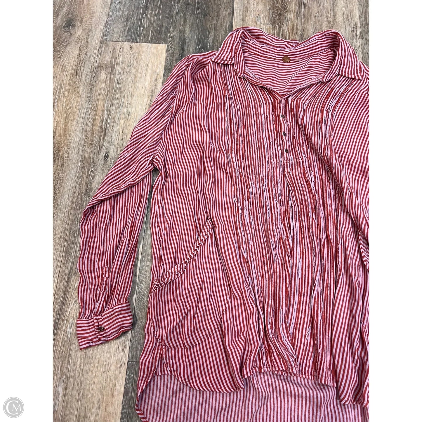 Blouse Long Sleeve By Free People In Striped Pattern, Size: L