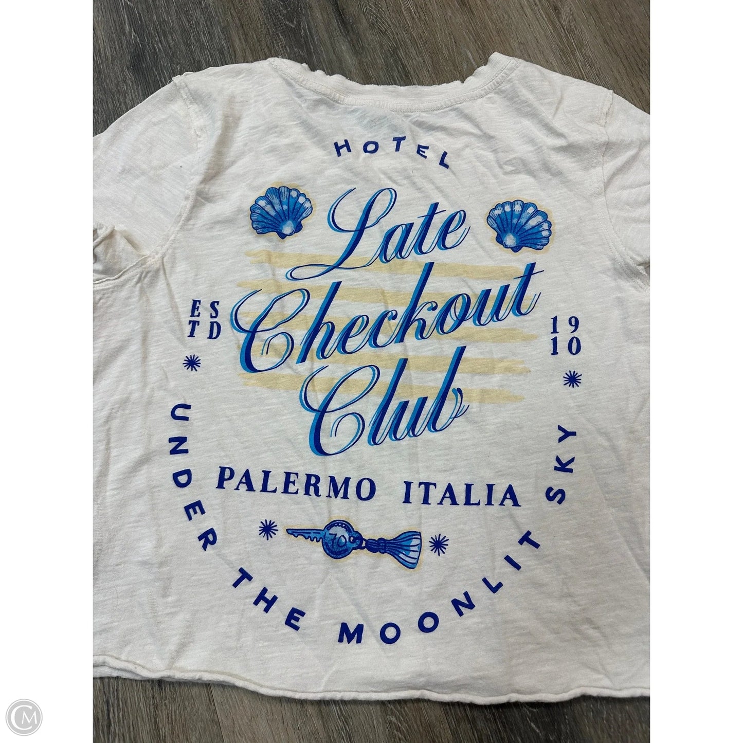 Top Short Sleeve By Maeve In Blue & Cream, Size: M